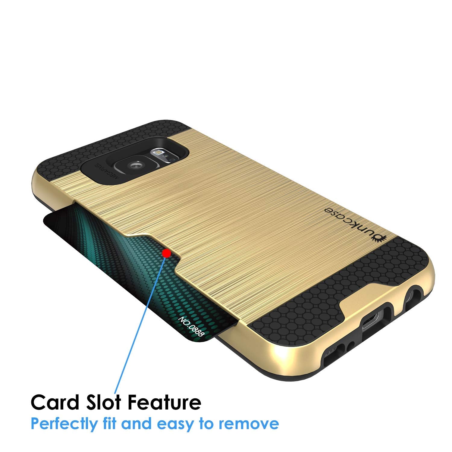 Galaxy S7+ Plus Dual-Layer Ultra Screen Protector Case W/ Card Slot [Gold]