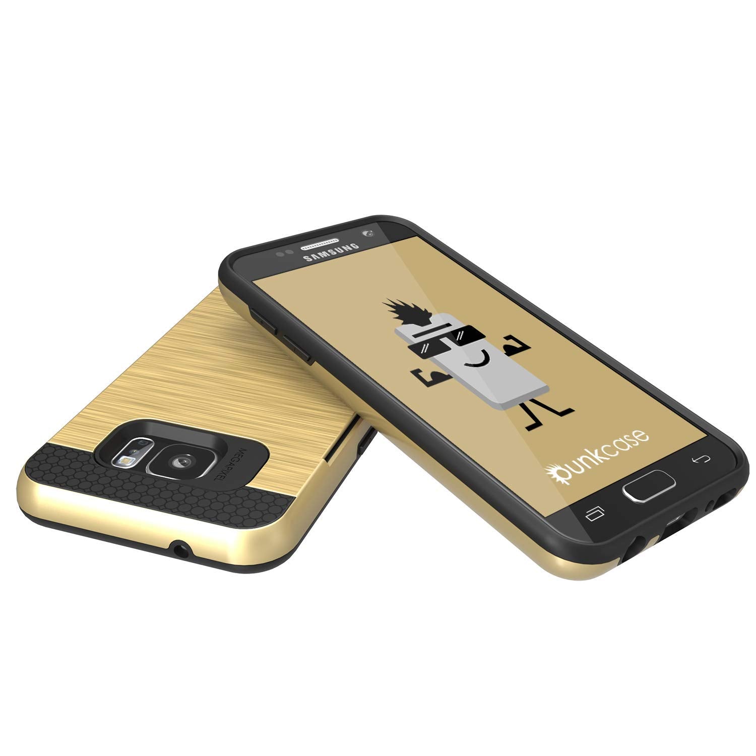 Galaxy S7+ Plus Dual-Layer Ultra Screen Protector Case W/ Card Slot [Gold]