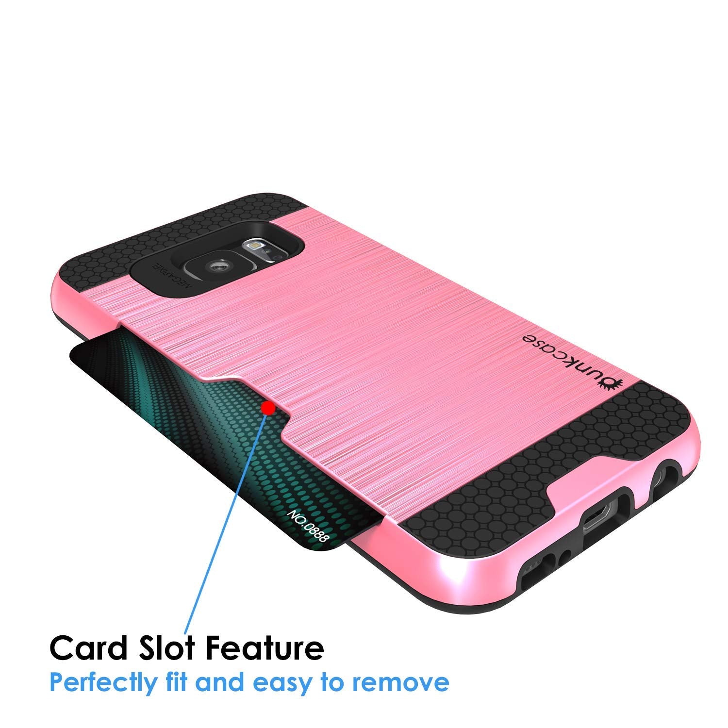 Galaxy S7+ Plus Dual-Layer Ultra Screen Protector Case W/ Card Slot [Pink]