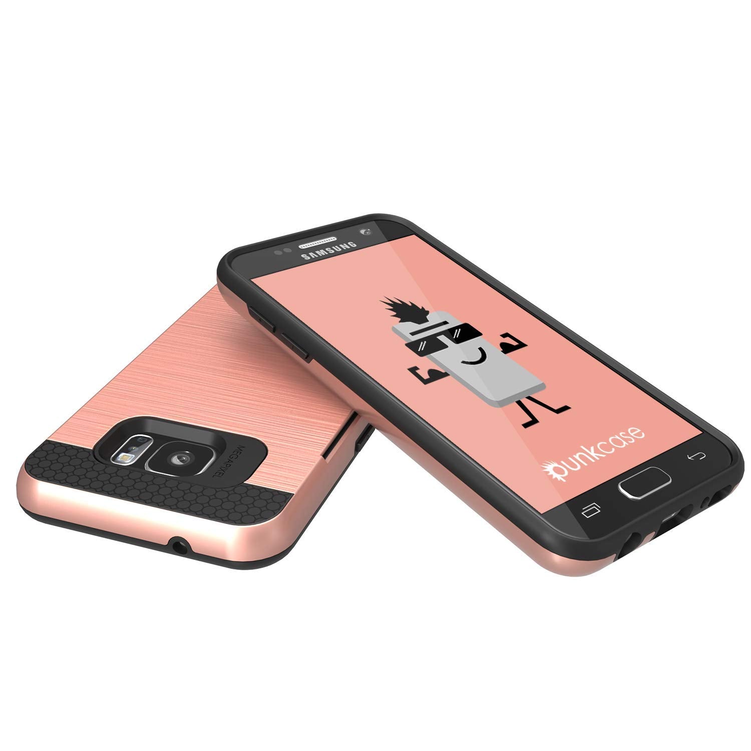 Galaxy S7+ Plus Dual-Layer Ultra Screen Protector Case W/ Card Slot [Rose]