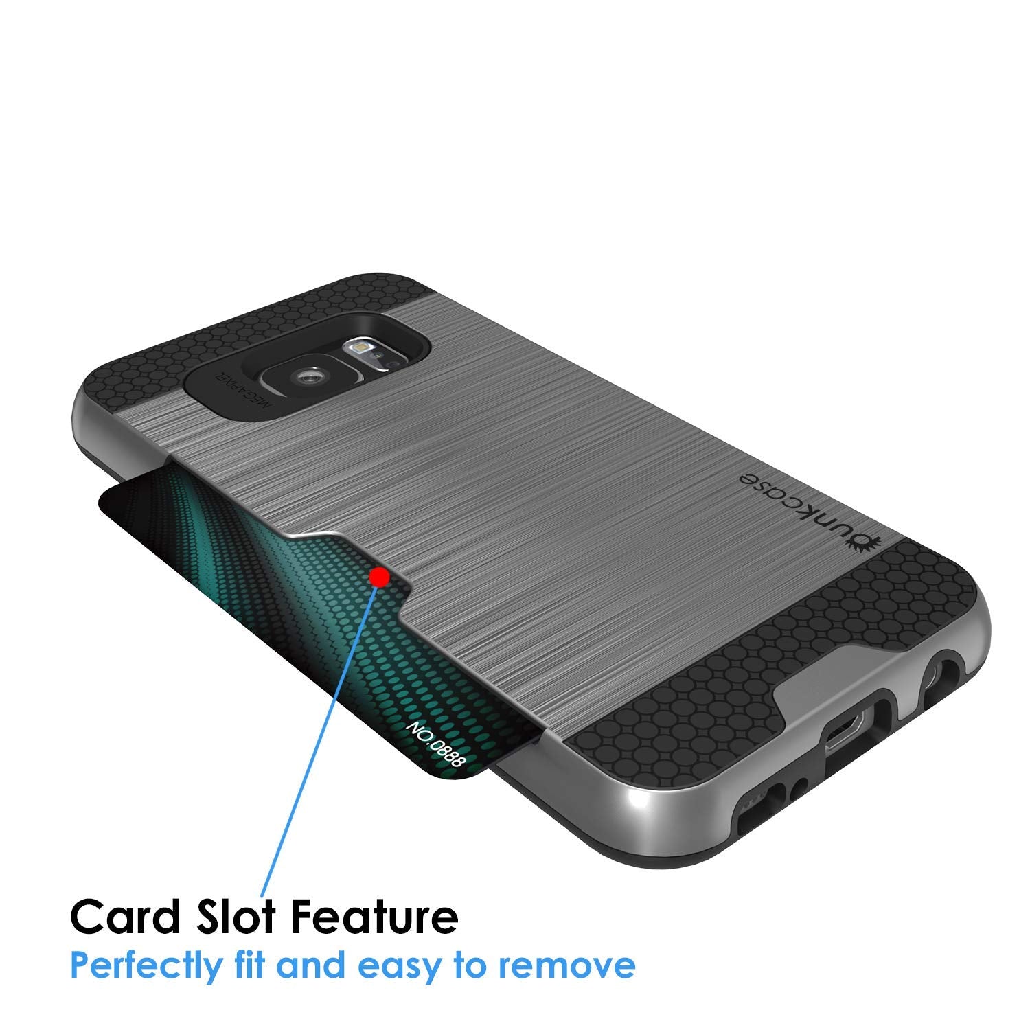 Galaxy S7+ Plus Dual-Layer Ultra Screen Protector Case W/ Card Slot [Grey]
