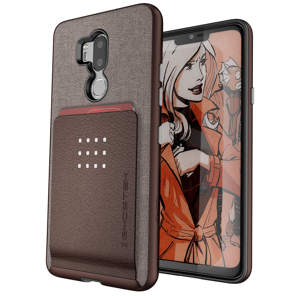 LG G7 Thinq Protective Wallet Case | Exec 2 Series [Brown]