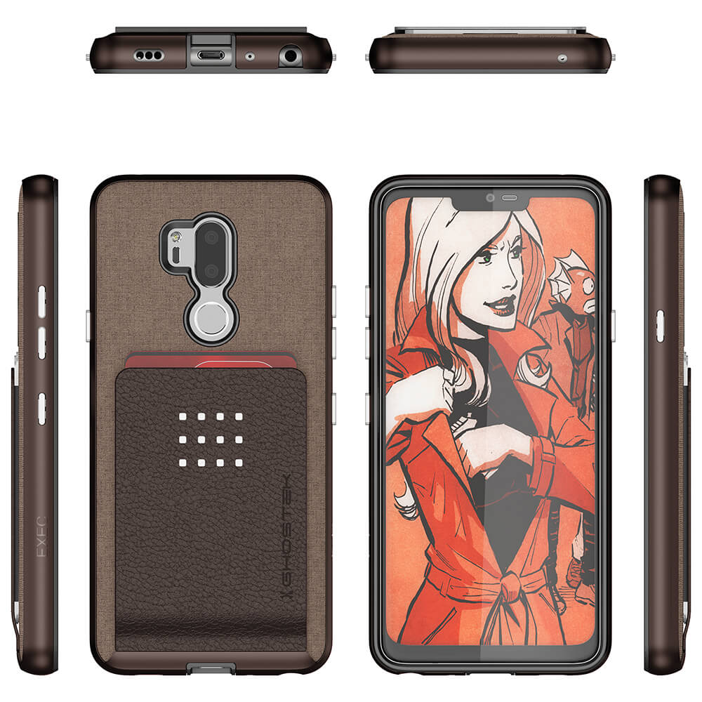 LG G7 Thinq Protective Wallet Case | Exec 2 Series [Brown]