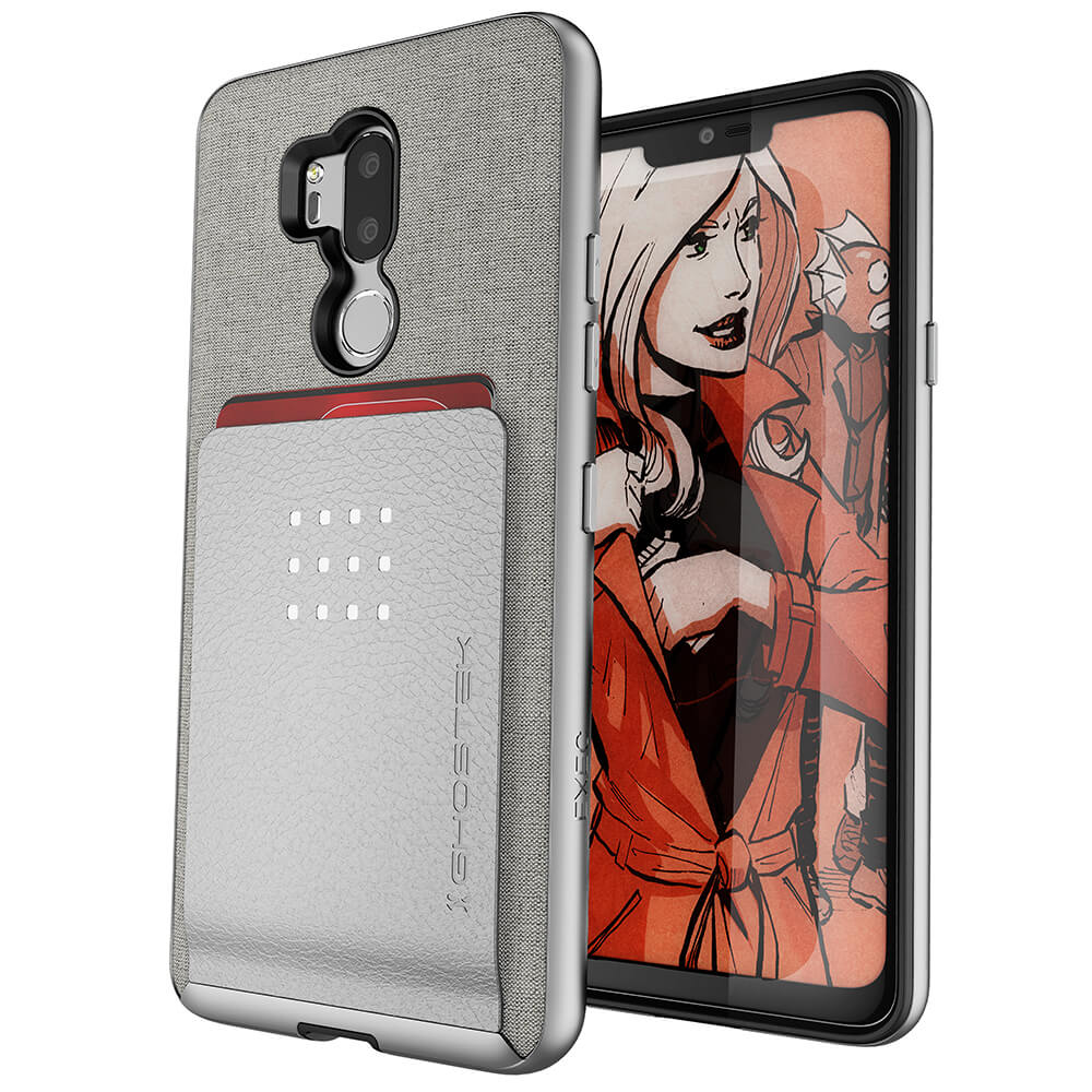 LG G7 Thinq Protective Wallet Case | Exec 2 Series [Silver]