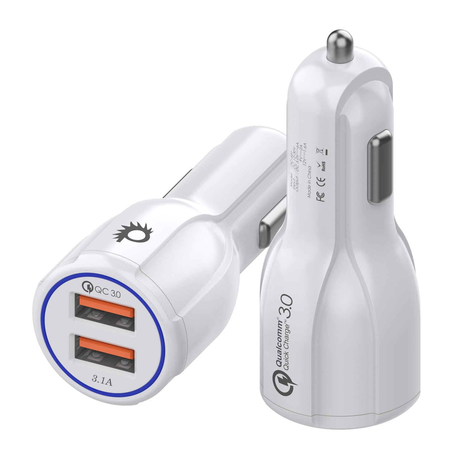 PunkCase NRGcharge QuickCharge 2.0 Rapid High-speed Fast Wall Car White Charger w/ Micro USB Cable