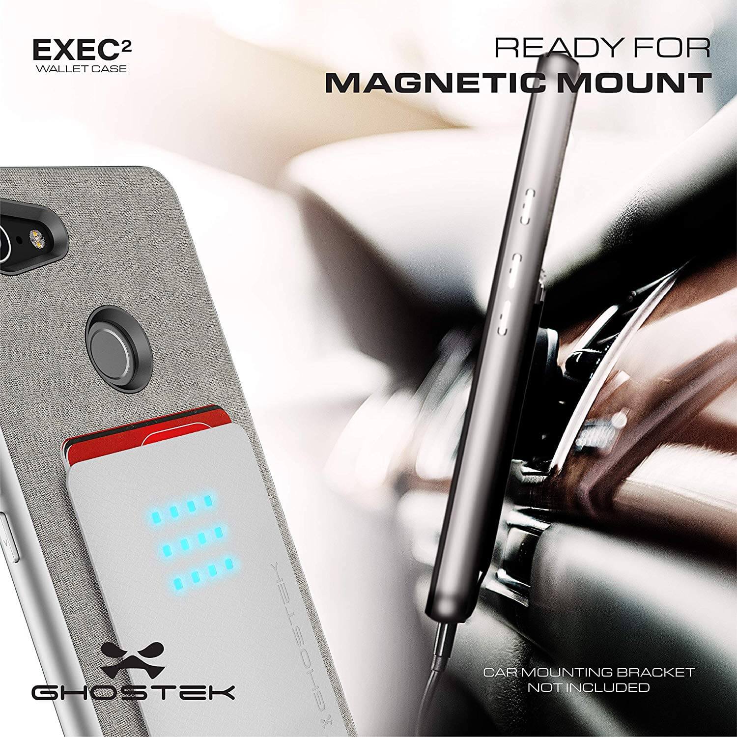 Google Pixel 3 XL Protective Wallet Case | Exec 2 Series [Silver]