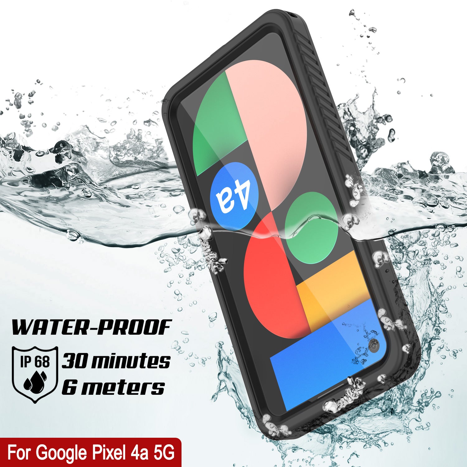 Google Pixel 4a 5G  Waterproof Case, Punkcase [Extreme Series] Armor Cover W/ Built In Screen Protector [Black]