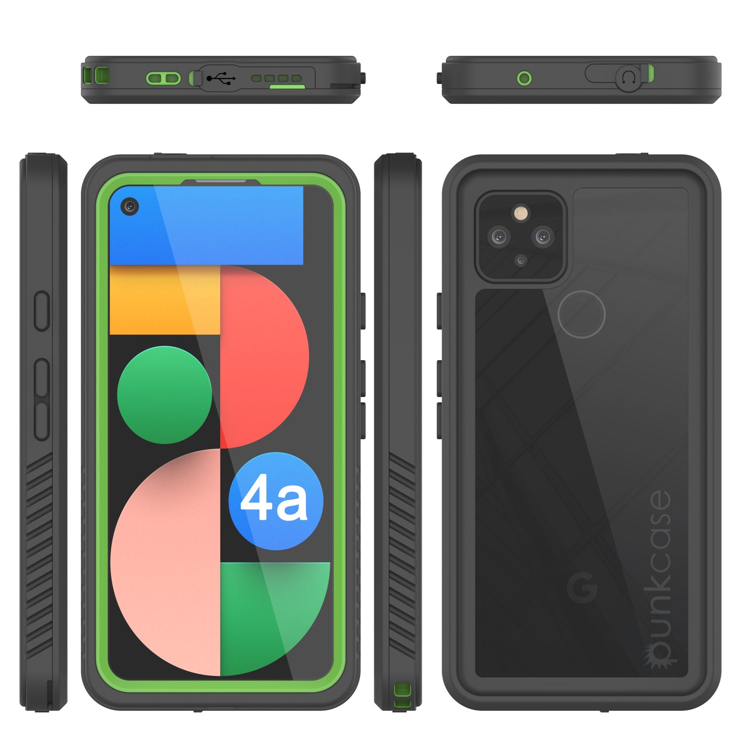 Google Pixel 4a 5G  Waterproof Case, Punkcase [Extreme Series] Armor Cover W/ Built In Screen Protector [Light Green]