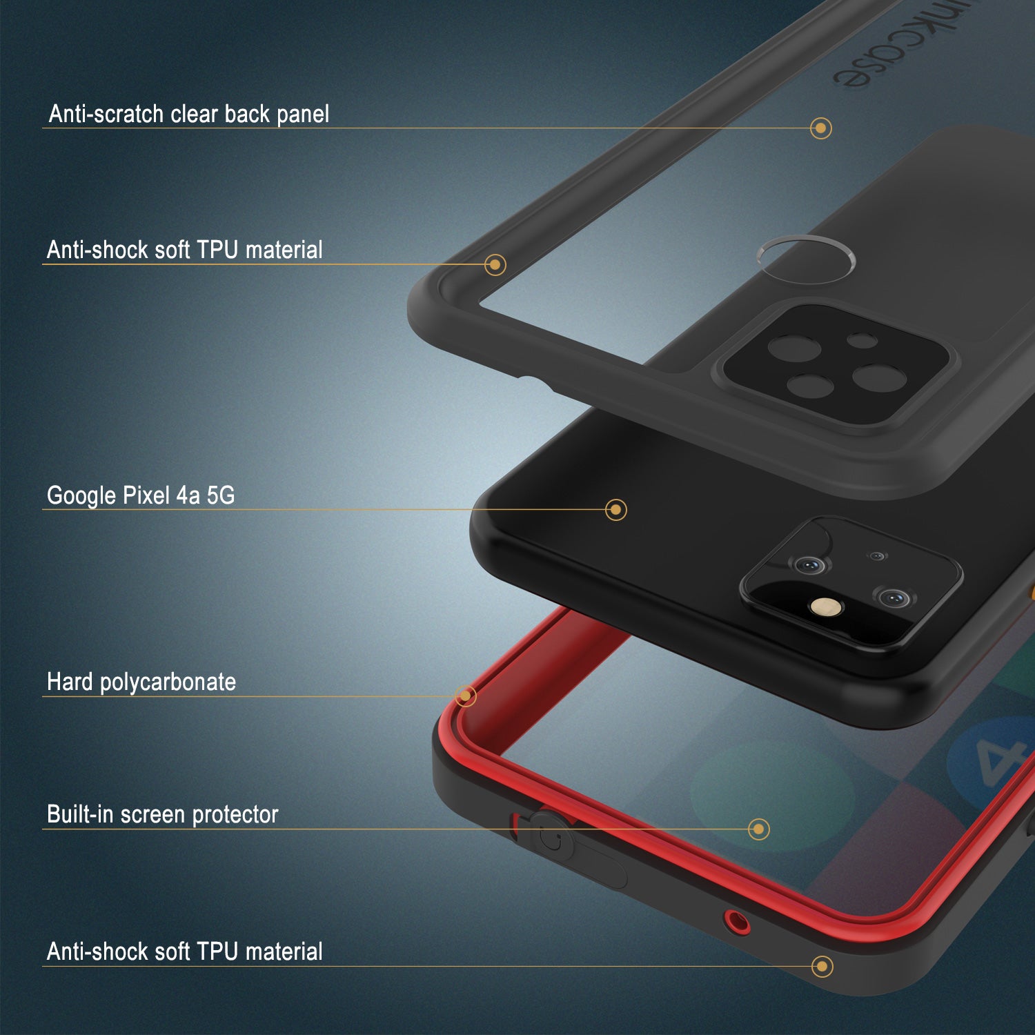 Google Pixel 4a 5G  Waterproof Case, Punkcase [Extreme Series] Armor Cover W/ Built In Screen Protector [Red]