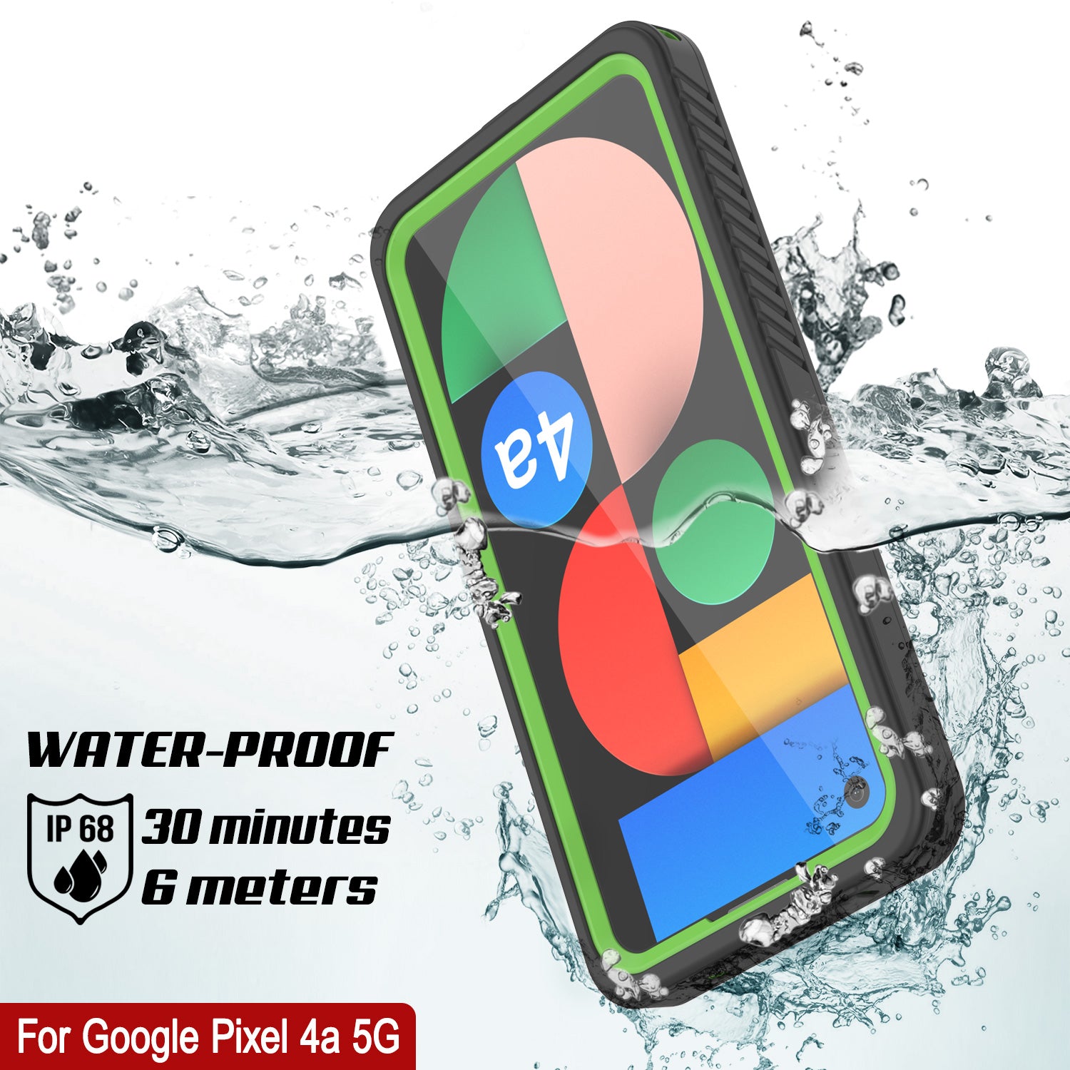 Google Pixel 4a 5G  Waterproof Case, Punkcase [Extreme Series] Armor Cover W/ Built In Screen Protector [Light Green]
