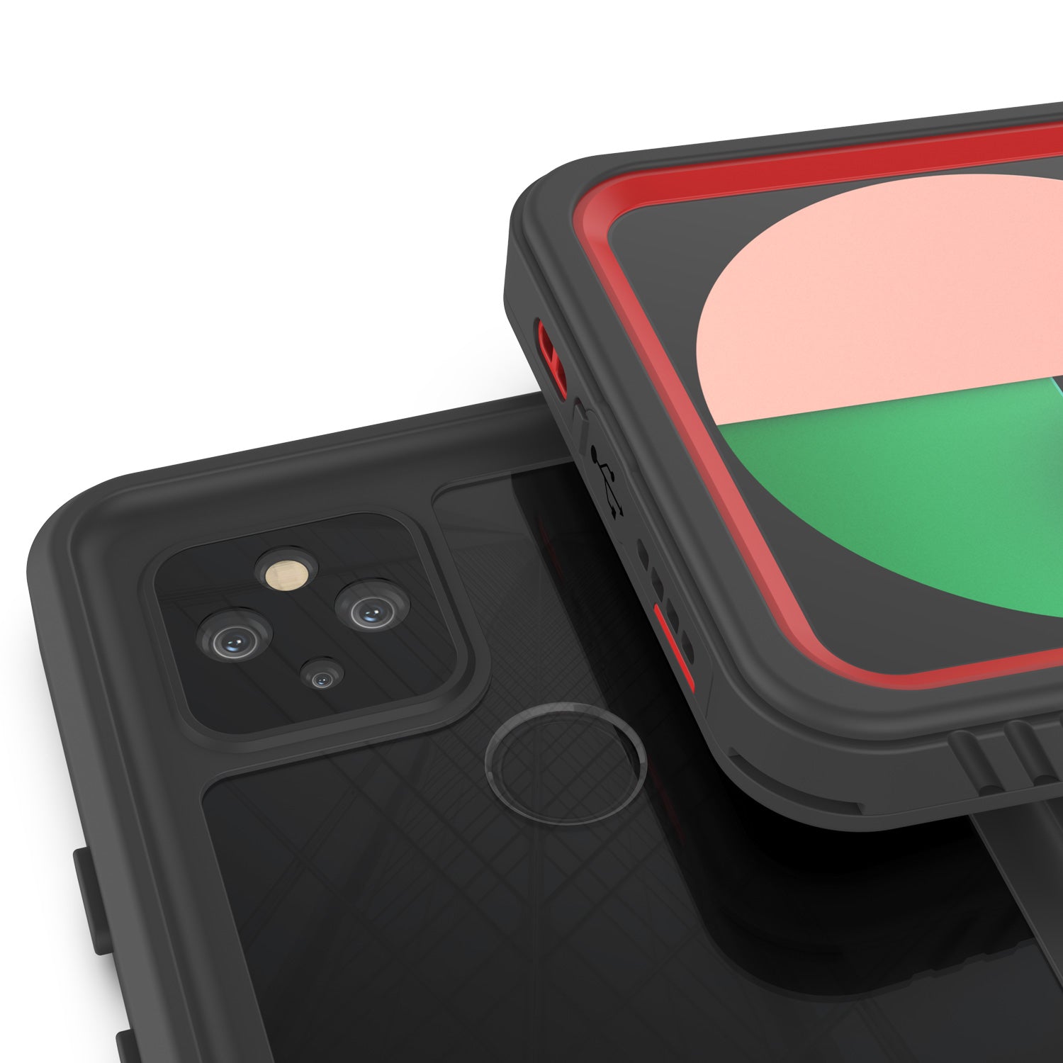 Google Pixel 4a 5G  Waterproof Case, Punkcase [Extreme Series] Armor Cover W/ Built In Screen Protector [Red]