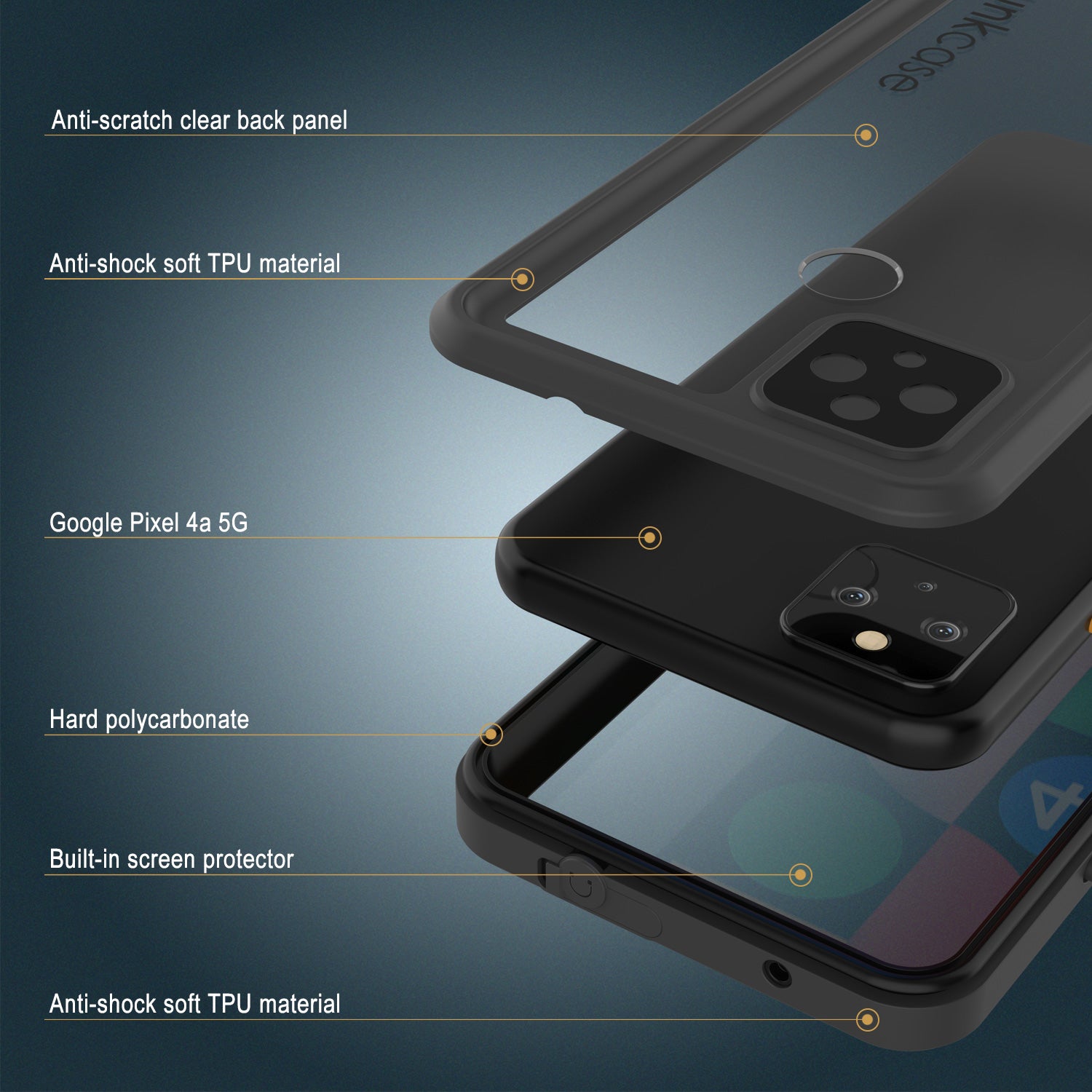 Google Pixel 4a 5G  Waterproof Case, Punkcase [Extreme Series] Armor Cover W/ Built In Screen Protector [Black]