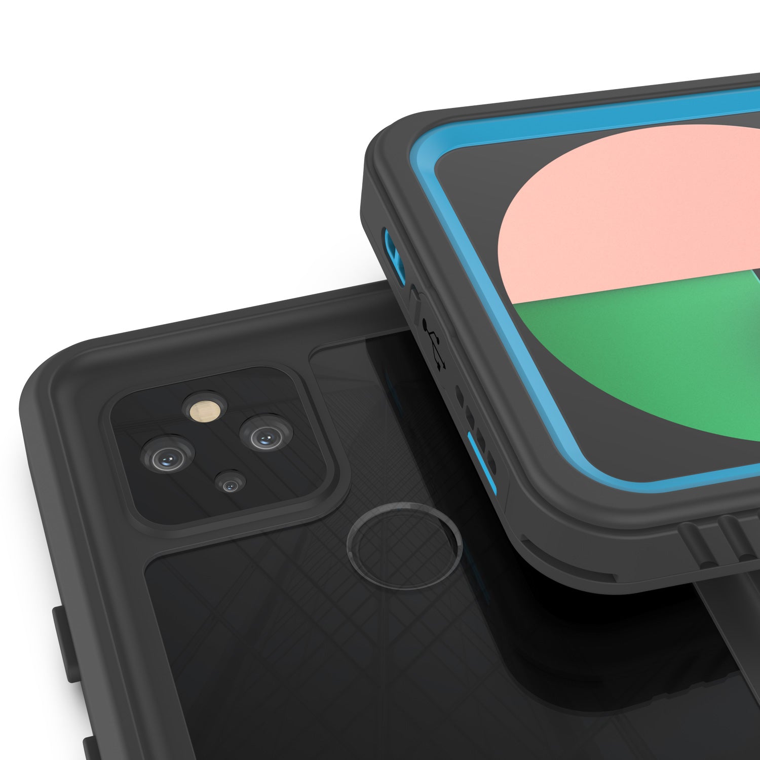 Google Pixel 4a 5G  Waterproof Case, Punkcase [Extreme Series] Armor Cover W/ Built In Screen Protector [Light Blue]