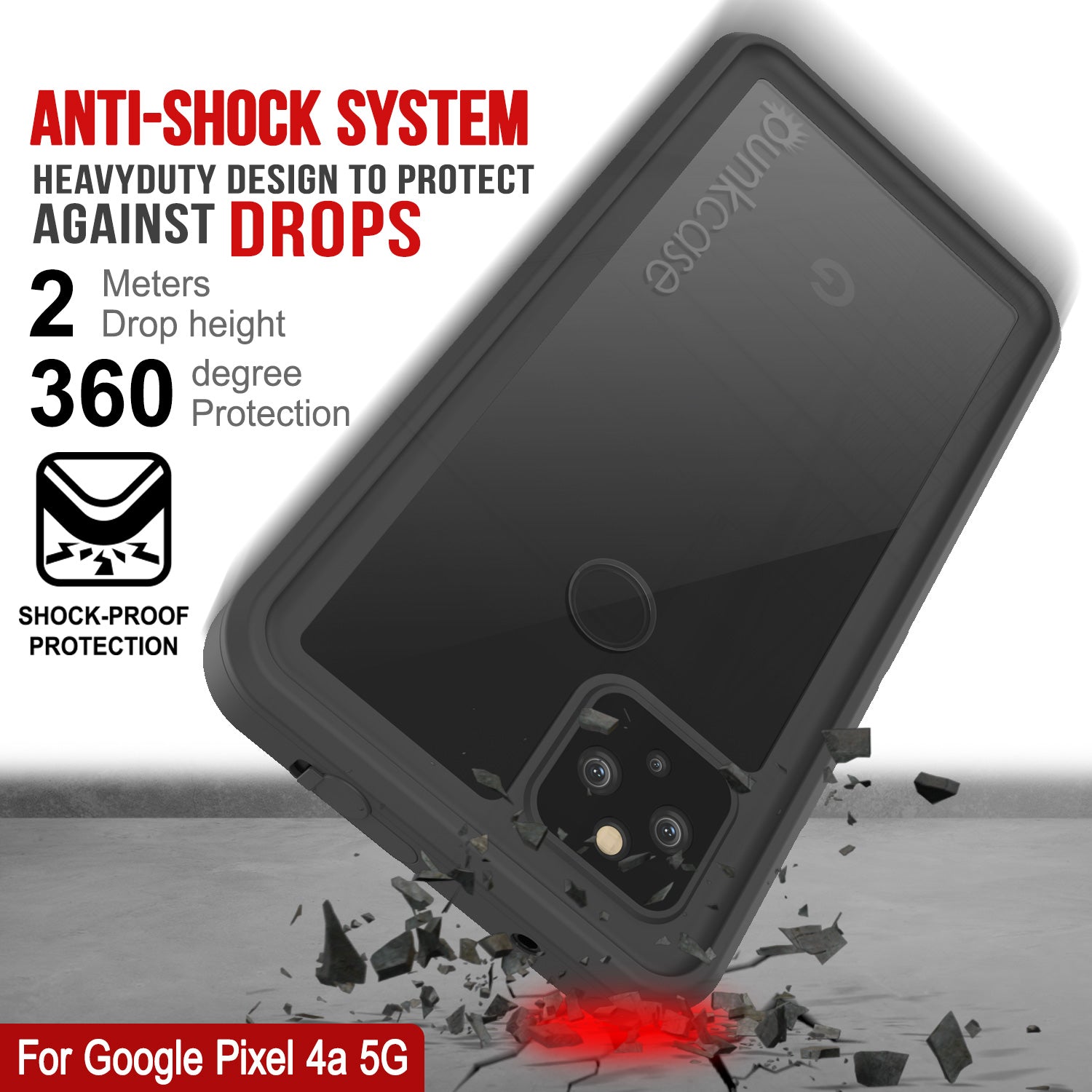 Google Pixel 4a 5G  Waterproof Case, Punkcase [Extreme Series] Armor Cover W/ Built In Screen Protector [Light Blue]