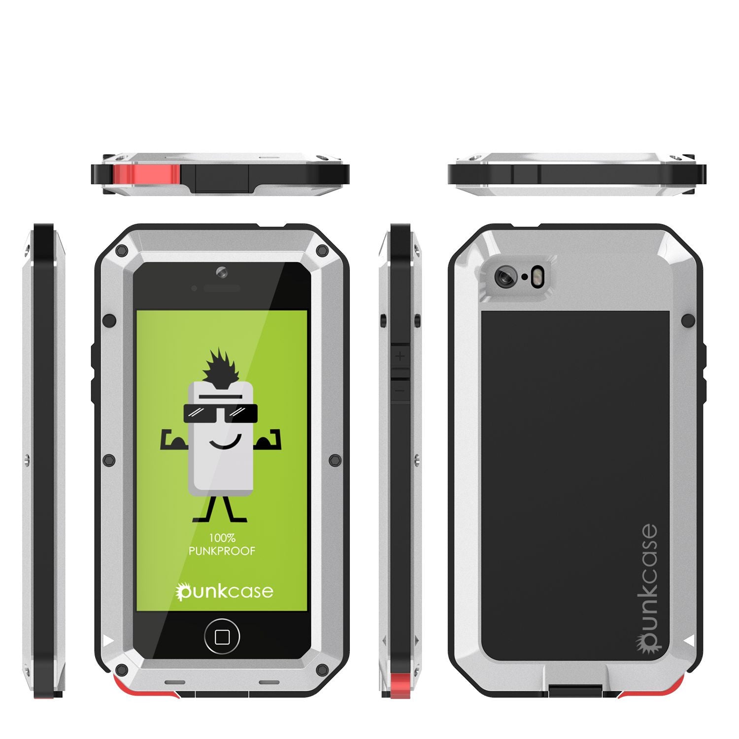 iPhone SE/5/5s Case, Punkcase® METALLIC Series SILVER w/ TEMPERED GLASS | Aluminum Frame