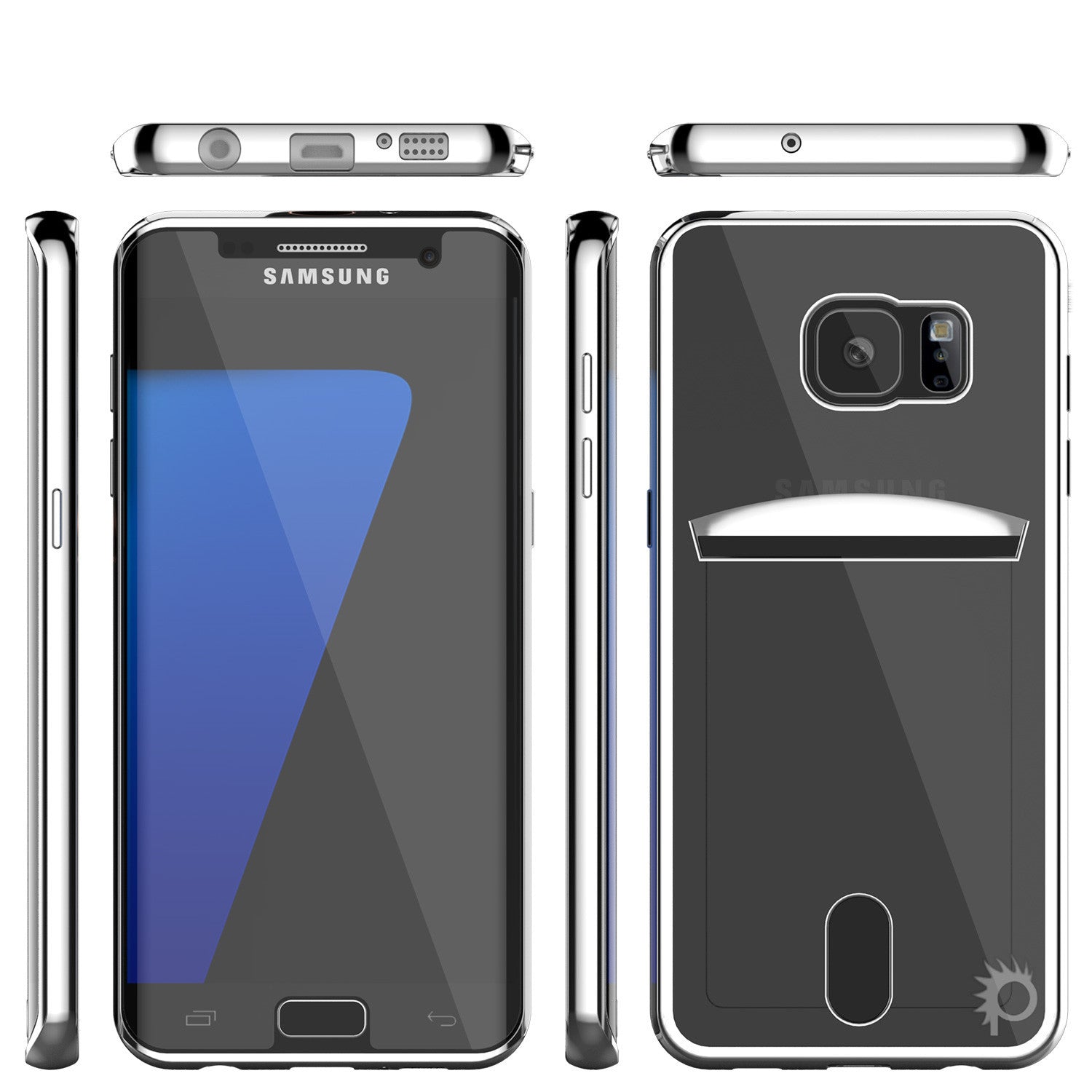 Galaxy S7 Case, PUNKCASE® LUCID Silver Series | Card Slot | SHIELD Screen Protector | Ultra fit