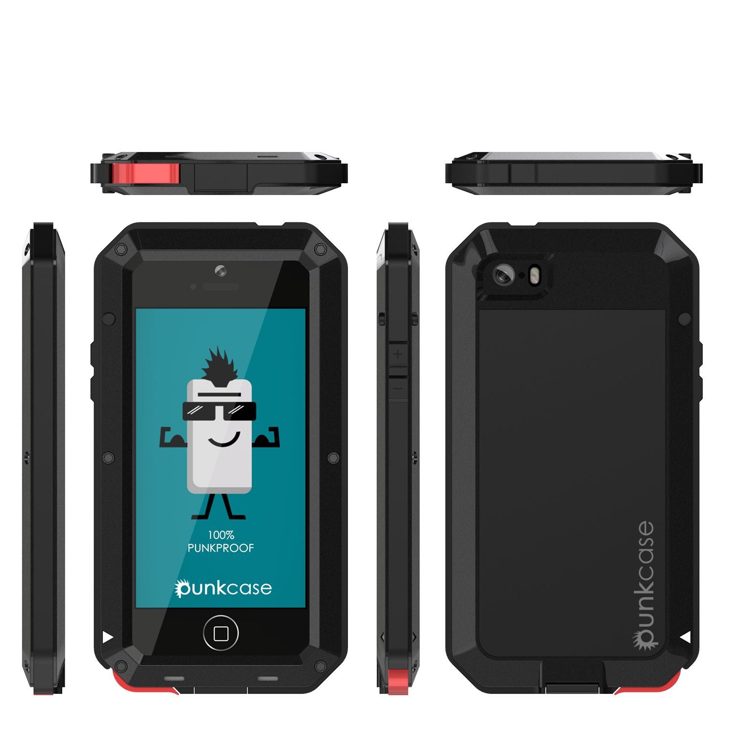 iPhone SE/5/5s Case, Punkcase® METALLIC Series BLACK w/ TEMPERED GLASS | Aluminum Frame