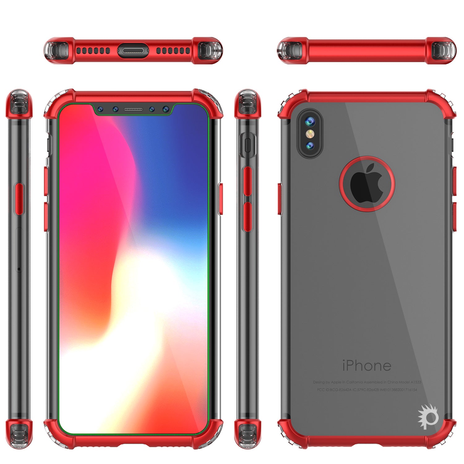 iPhone X Case, Punkcase BLAZE Red Series Protective Cover W/ PunkShield Screen Protector