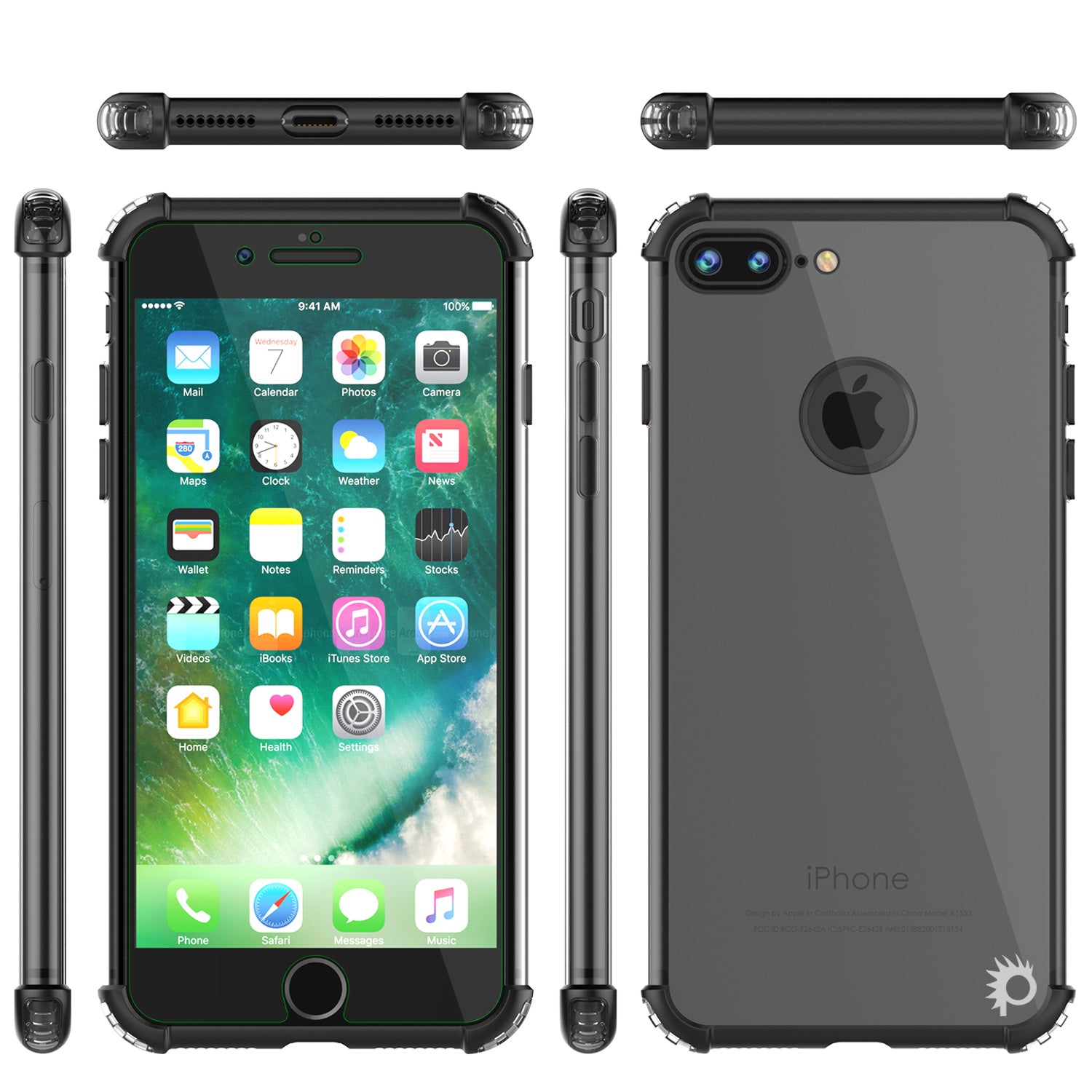 iPhone 7 PLUS Case, Punkcase [BLAZE Black SERIES] Protective Cover W/ PunkShield Screen Protector