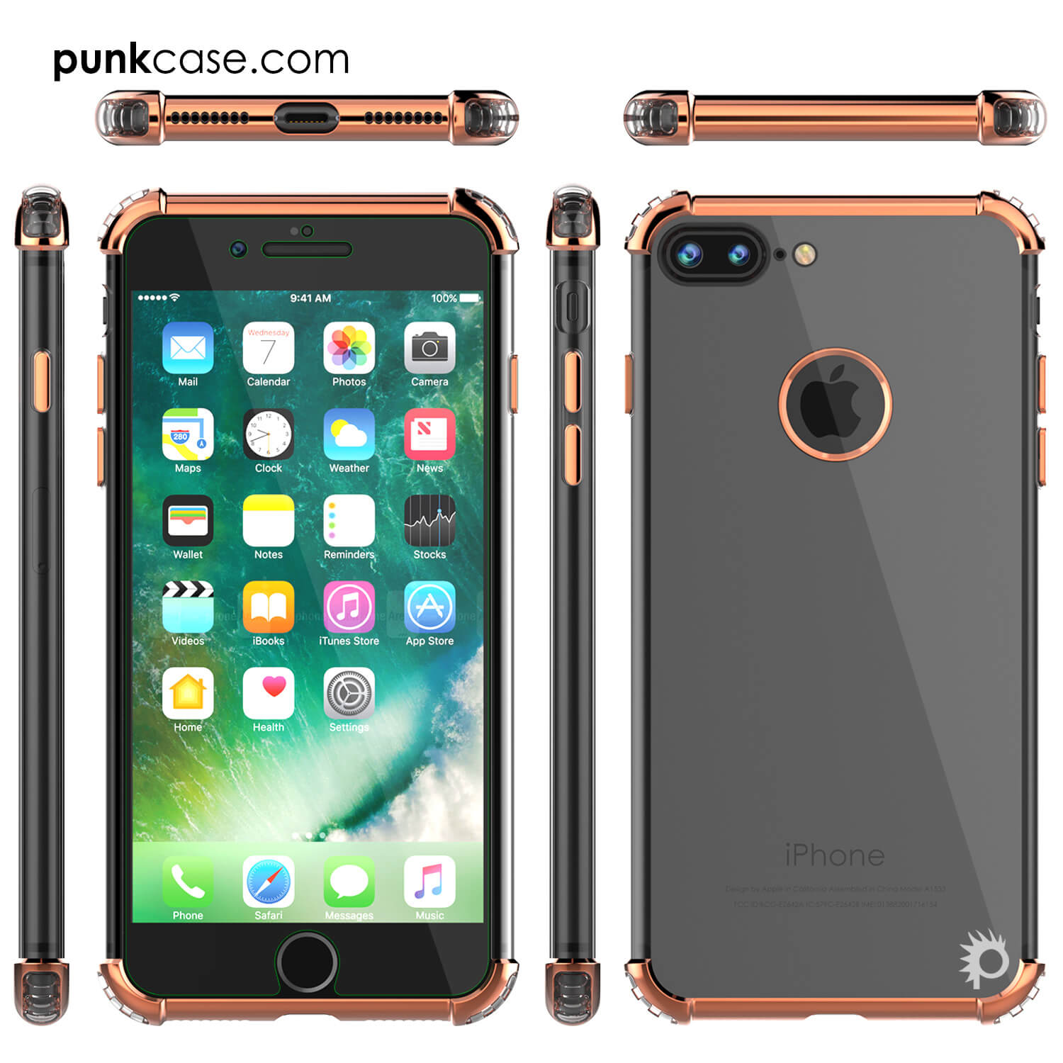 iPhone 7 PLUS Case, Punkcase [BLAZE RoseGold SERIES] Protective Cover W/ PunkShield Screen Protector