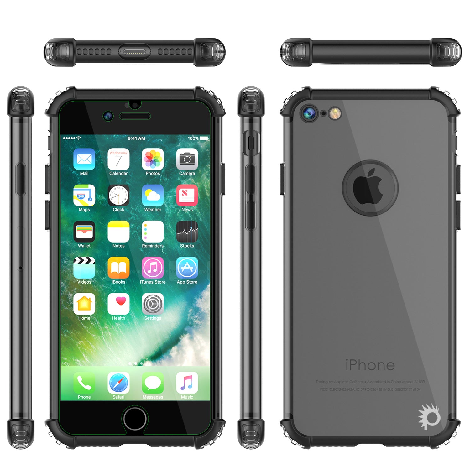 iPhone 7 Case, Punkcase [BLAZE Black SERIES] Protective Cover W/ PunkShield Screen Protector [Shockproof] [Slim Fit] for Apple iPhone