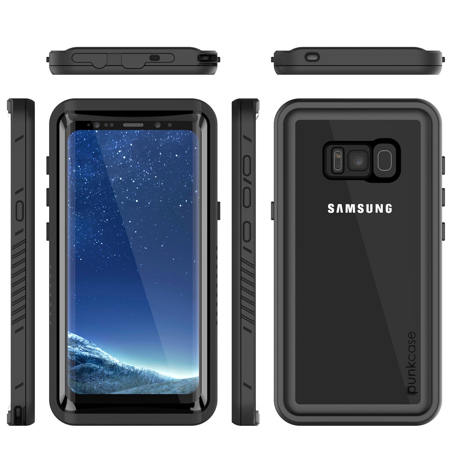 Galaxy S8 Waterproof Case, Punkcase [Extreme Series] [Slim Fit] [IP68 Certified] [Shockproof] [Snowproof] [Dirproof] Armor Cover [Black]