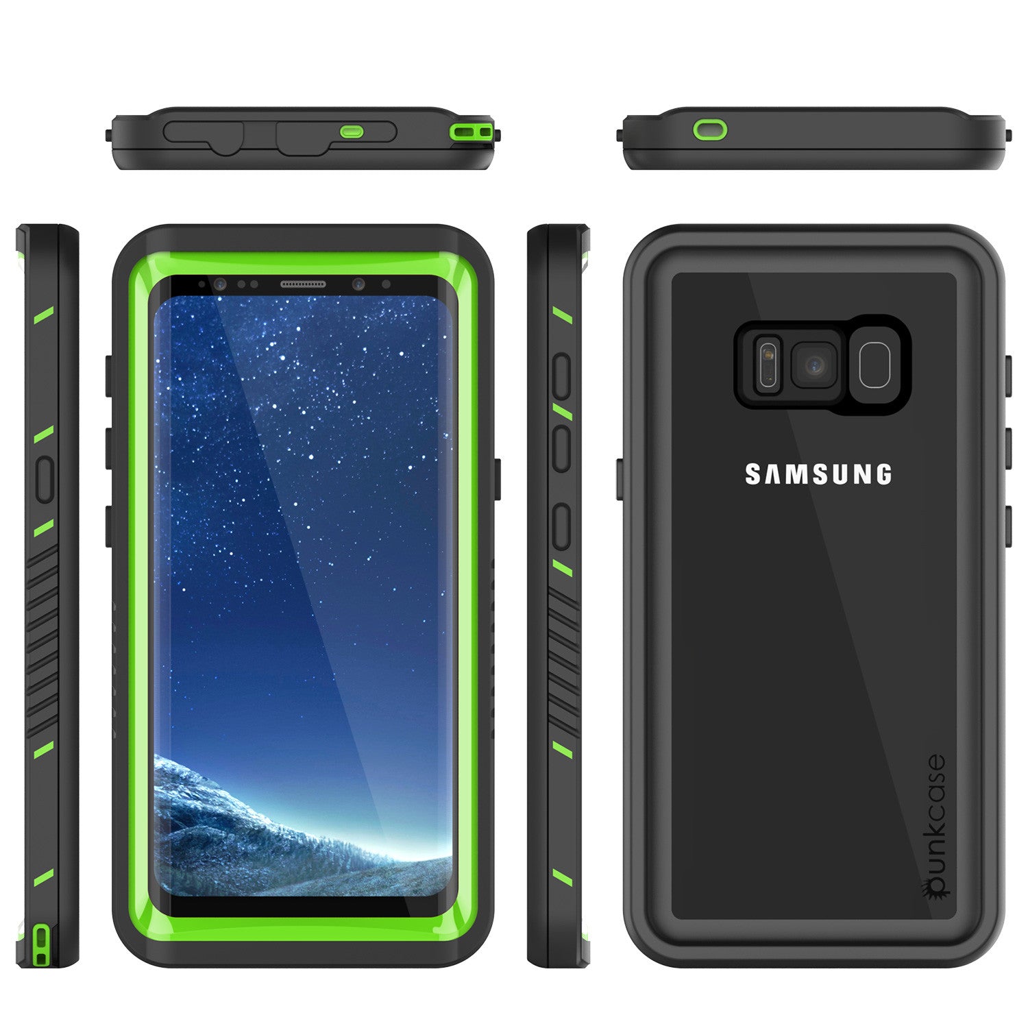 Galaxy S8 Waterproof Case, Punkcase [Extreme Series] [Slim Fit] [IP68 Certified] [Shockproof] [Snowproof] [Dirproof] Armor Cover [Green]