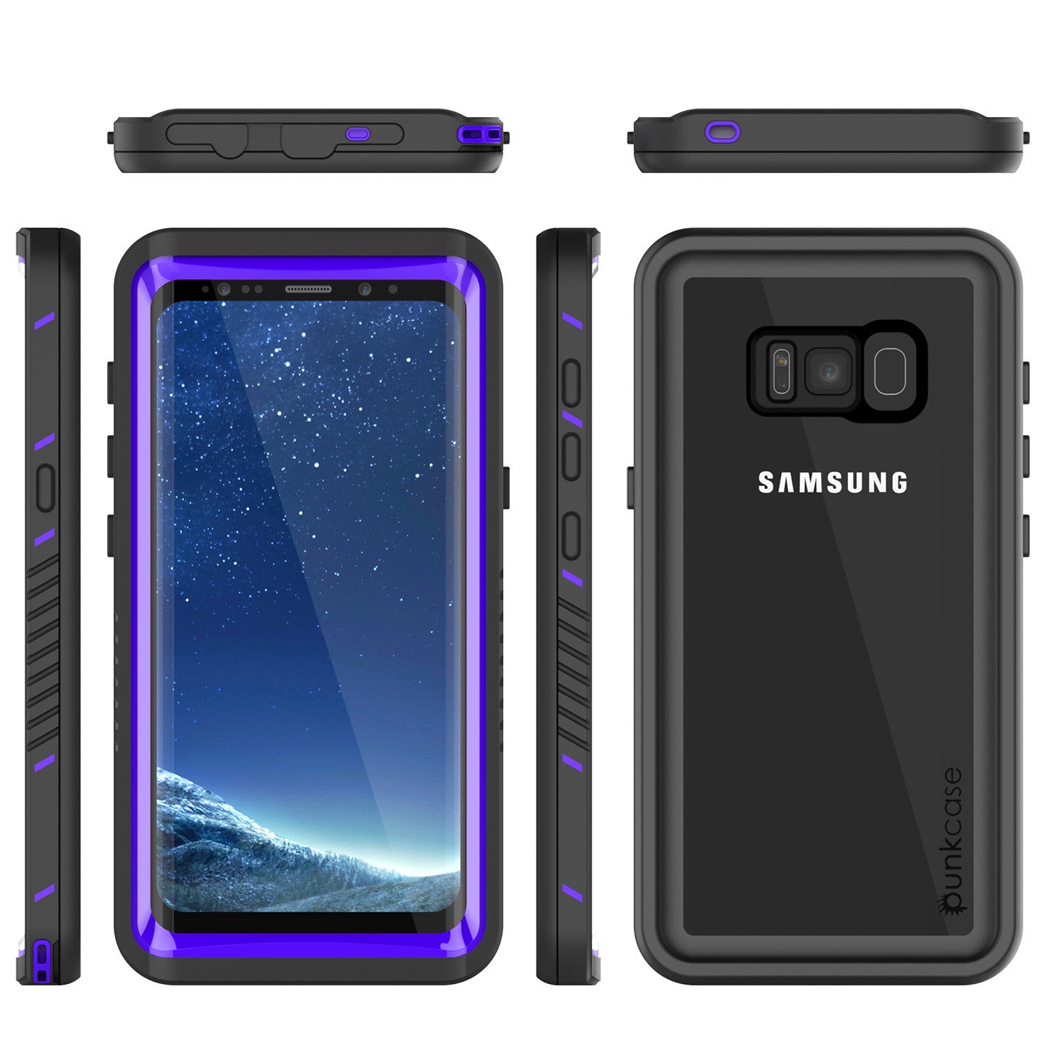 Galaxy S8 PLUS Waterproof Case, Punkcase [Extreme Series] Slim Fit, Armor Cover W/ Built In Screen Protector for Samsung Galaxy S8+ [Purple]