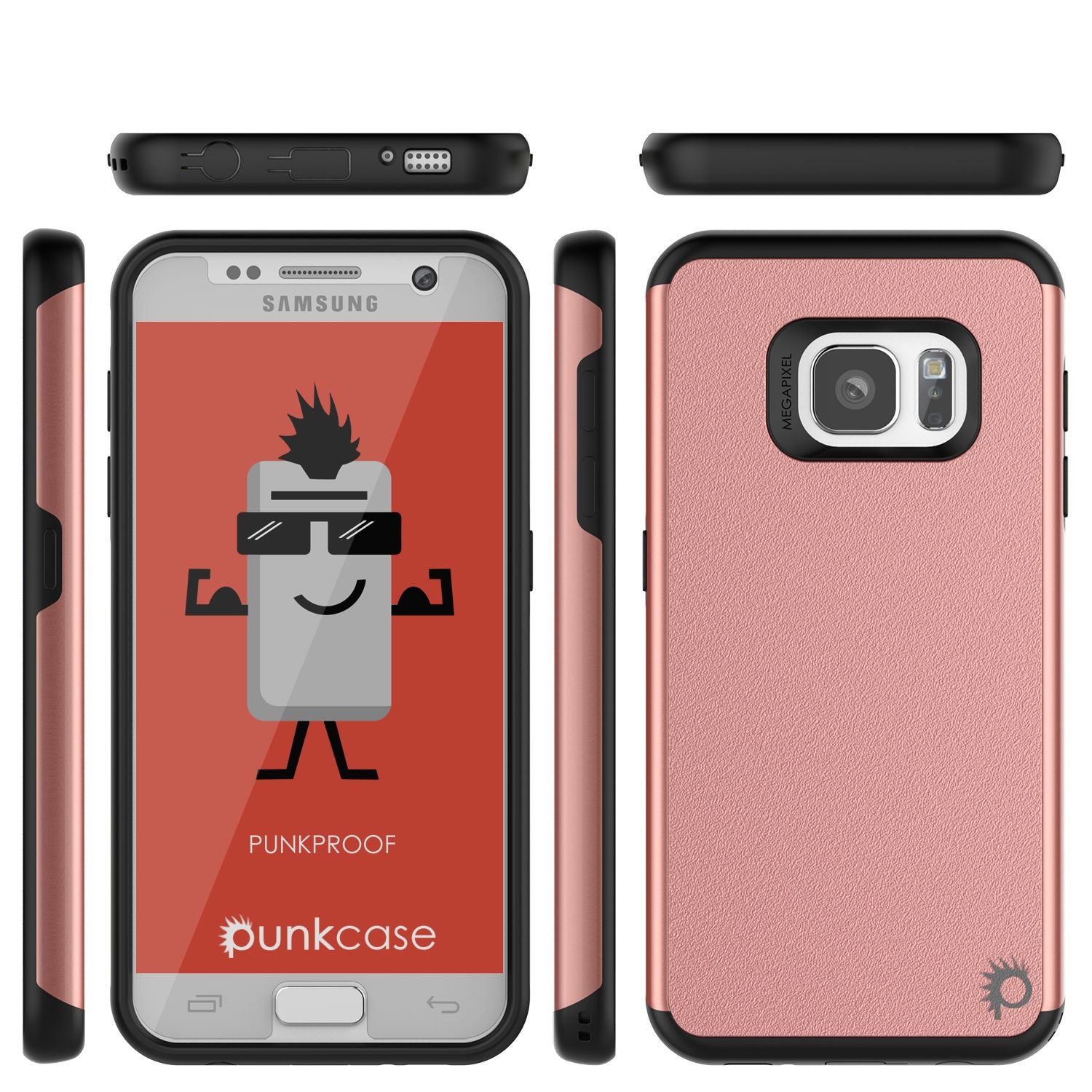 Galaxy s7 Case PunkCase Galactic Rose Gold Series Slim Armor Soft Cover Case w/ Tempered Glass
