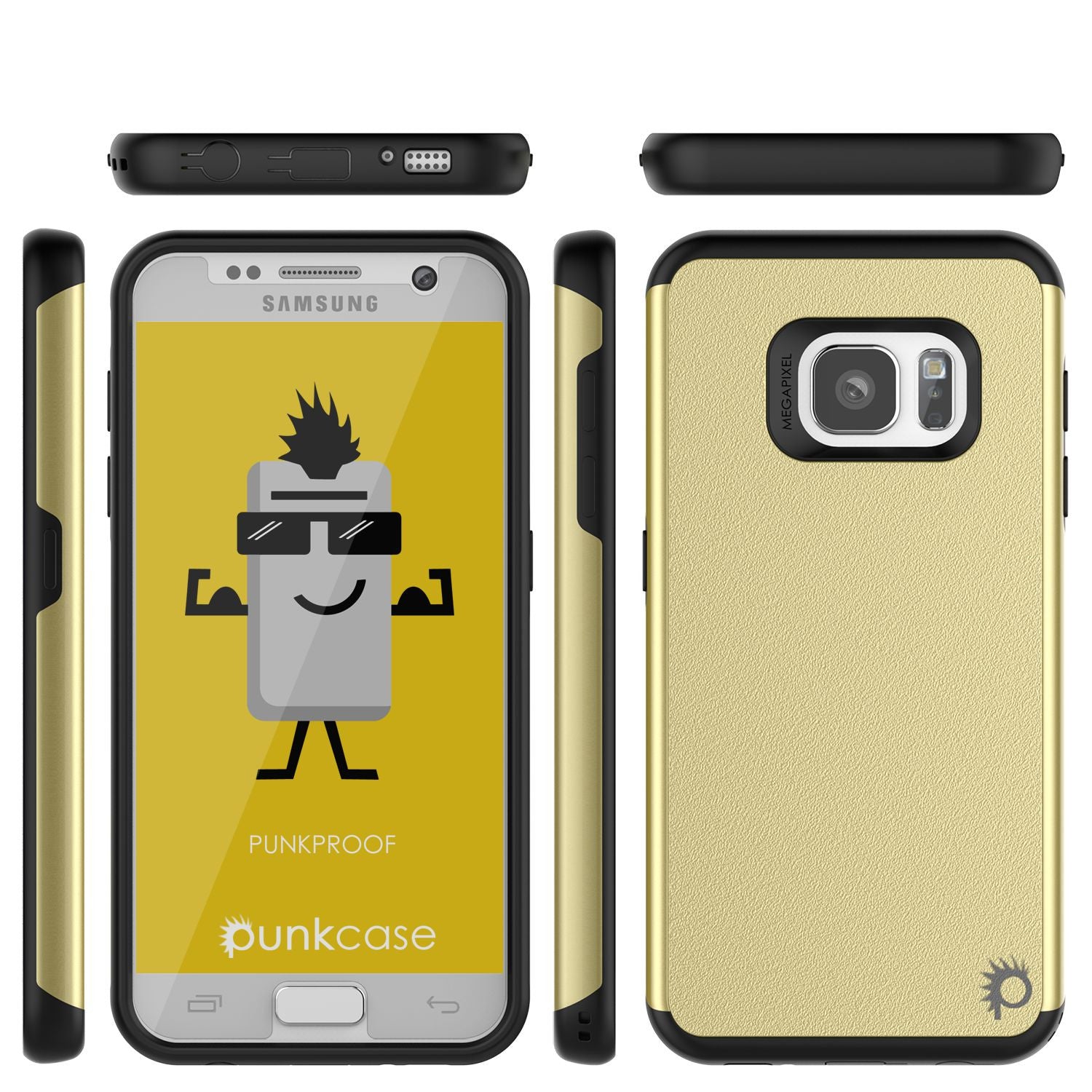 Galaxy s7 Case PunkCase Galactic Gold Series Slim Armor Soft Cover Case w/ Tempered Glass