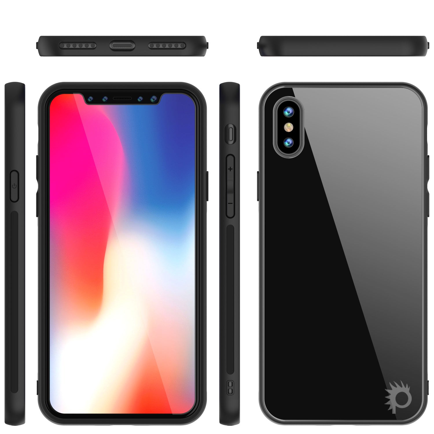 iPhone X Case, Punkcase GlassShield Ultra Thin Protective 9H Full Body Tempered Glass Cover Black