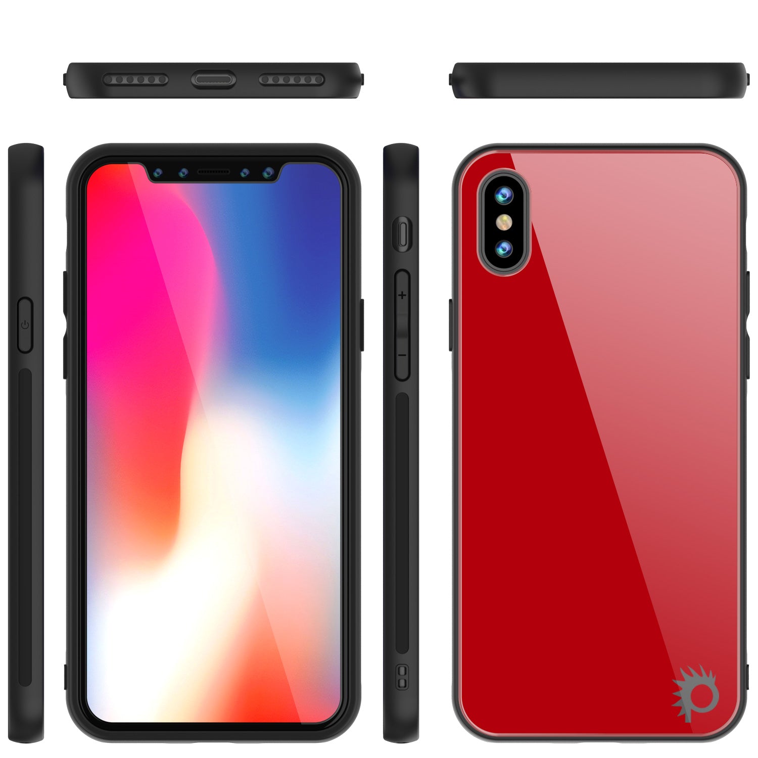 iPhone X Case, Punkcase GlassShield Ultra Thin Protective 9H Full Body Tempered Glass Cover Red