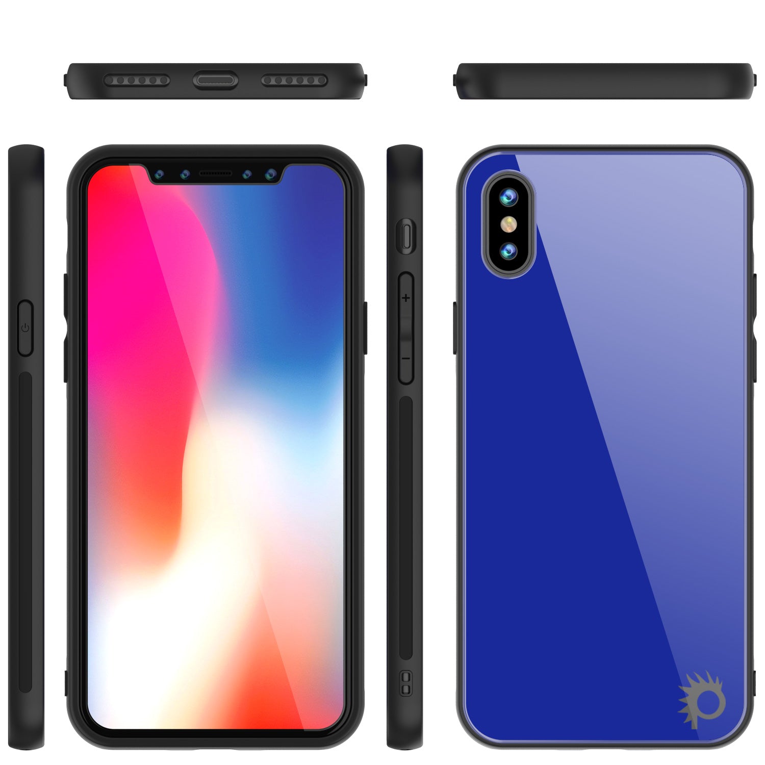 iPhone X Case, Punkcase GlassShield Ultra Thin Protective 9H Full Body Tempered Glass Cover Blue