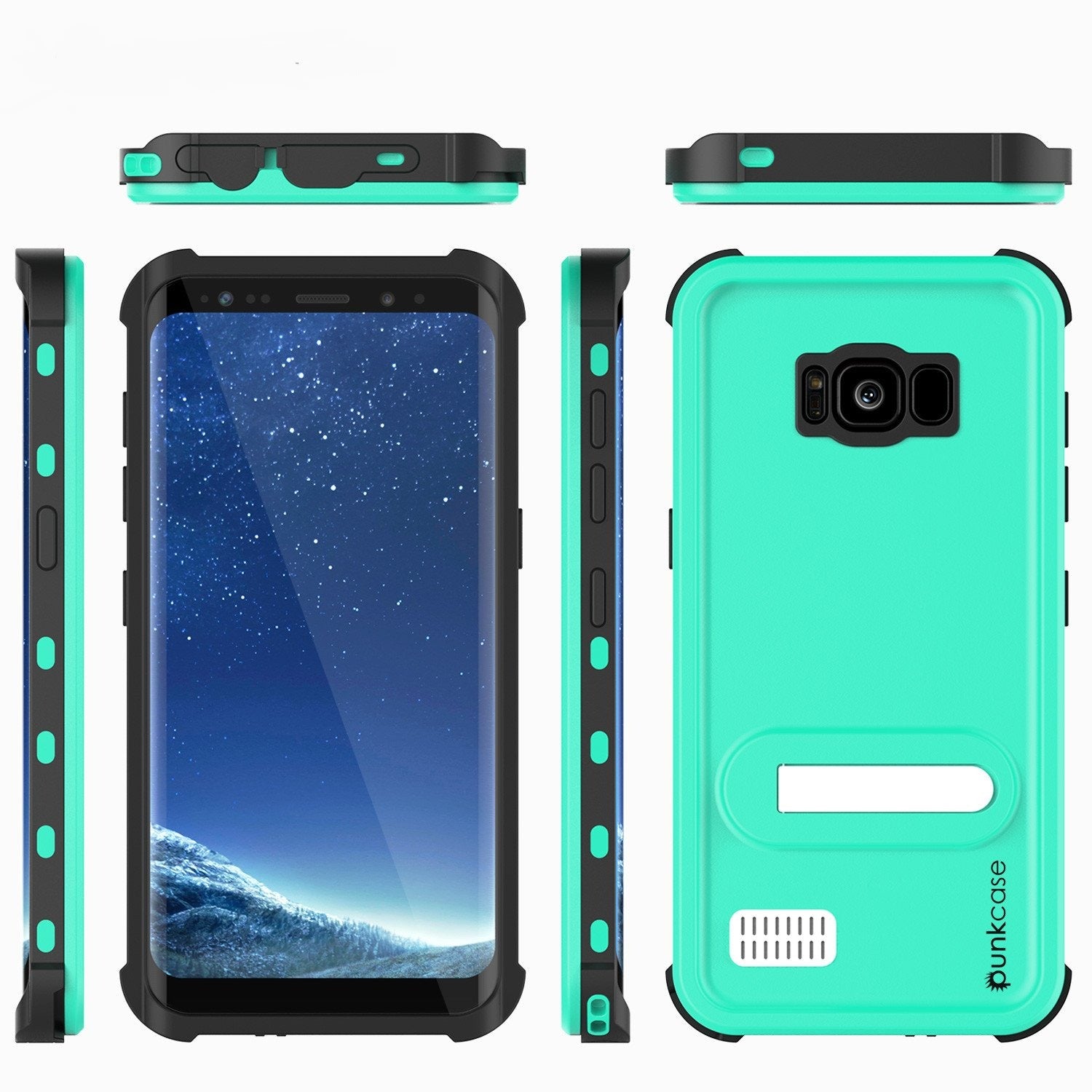 Galaxy S8 Waterproof Case, Punkcase [KickStud Series] [Slim Fit] [IP68 Certified] [Shockproof] [Snowproof] Armor Cover W/ Built-In Kickstand [TEAL]