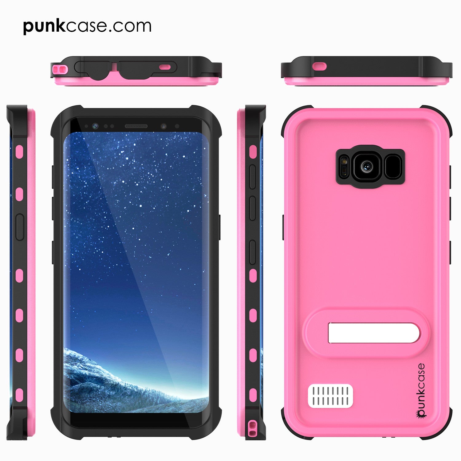 Galaxy S8 Waterproof Case, Punkcase [KickStud Series] [Slim Fit] [IP68 Certified] [Shockproof] [Snowproof] Armor Cover [PINK]