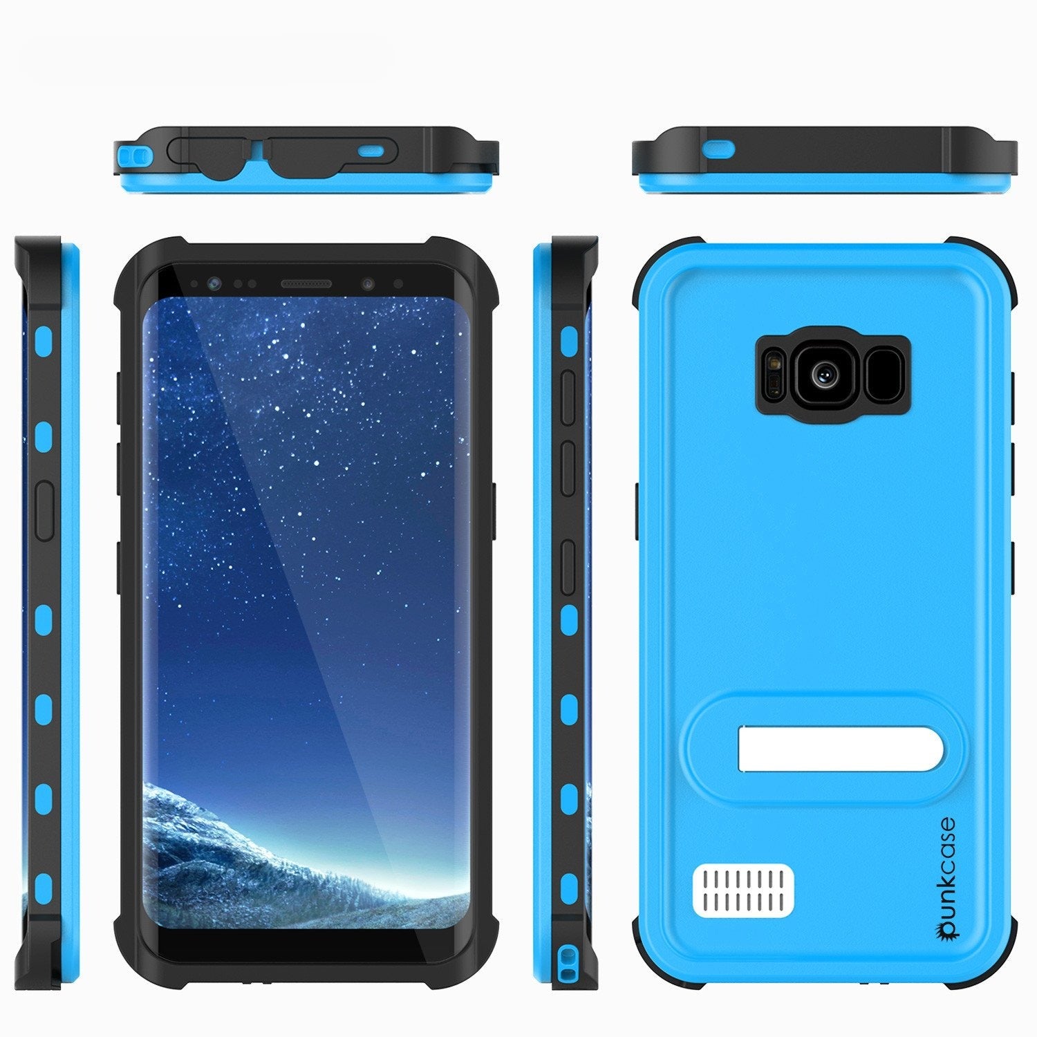 Galaxy S8 Waterproof Case, Punkcase [KickStud Series] [Slim Fit] [IP68 Certified] [Shockproof] [Snowproof] Armor Cover [LIGHT BLUE]