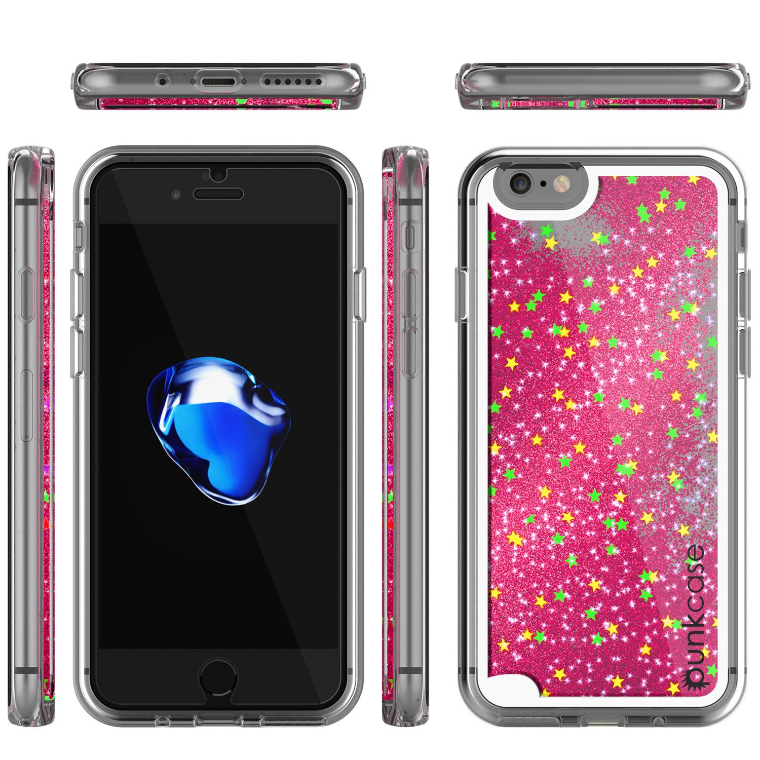 iPhone 7 Case, PunkCase LIQUID Pink Series, Protective Dual Layer Floating Glitter Cover