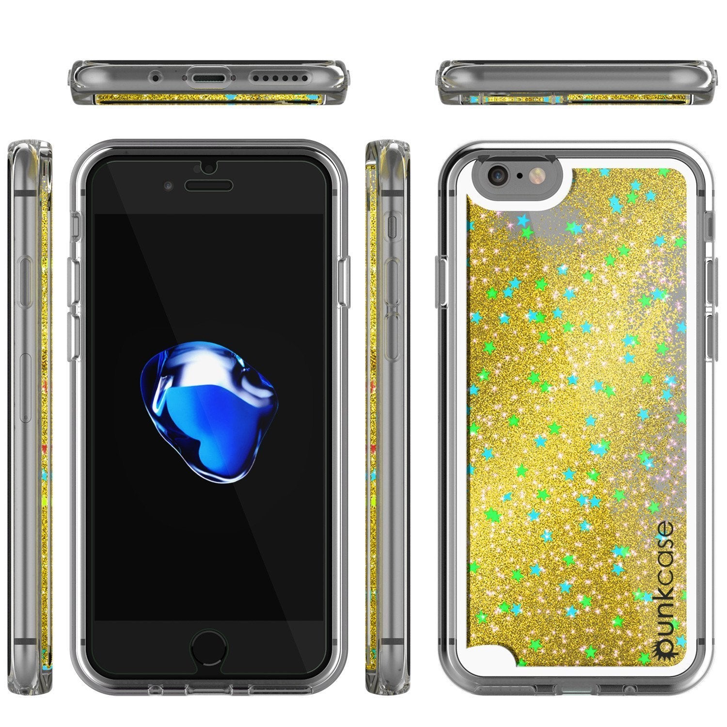 iPhone SE (4.7") Case, PunkCase LIQUID Gold Series, Protective Dual Layer Floating Glitter Cover