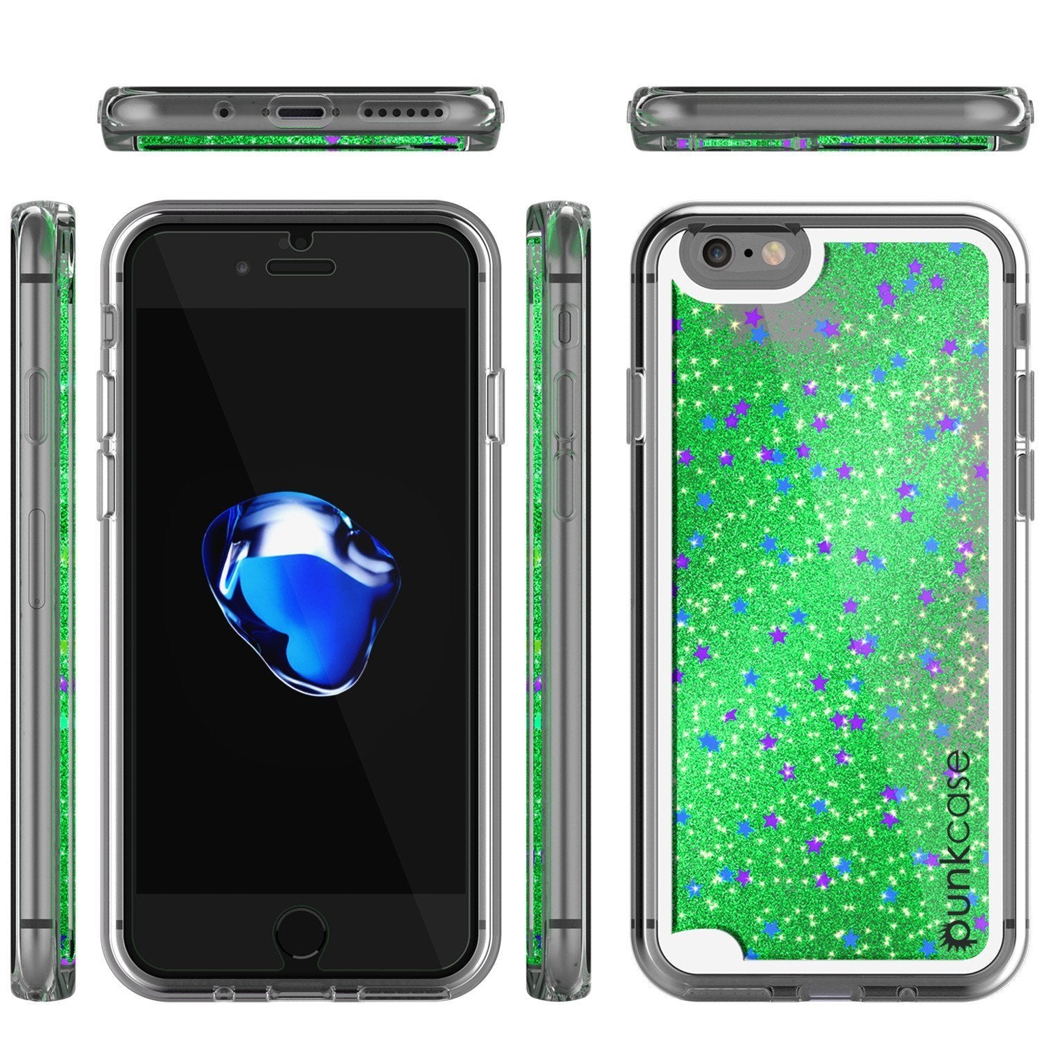 iPhone SE (4.7") Case, PunkCase LIQUID Green Series, Protective Dual Layer Floating Glitter Cover