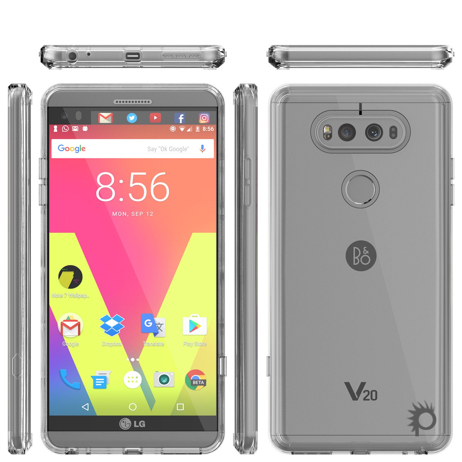 LG v20 Case Punkcase® LUCID 2.0 Clear Series w/ PUNK SHIELD Glass Screen Protector | Ultra Fit