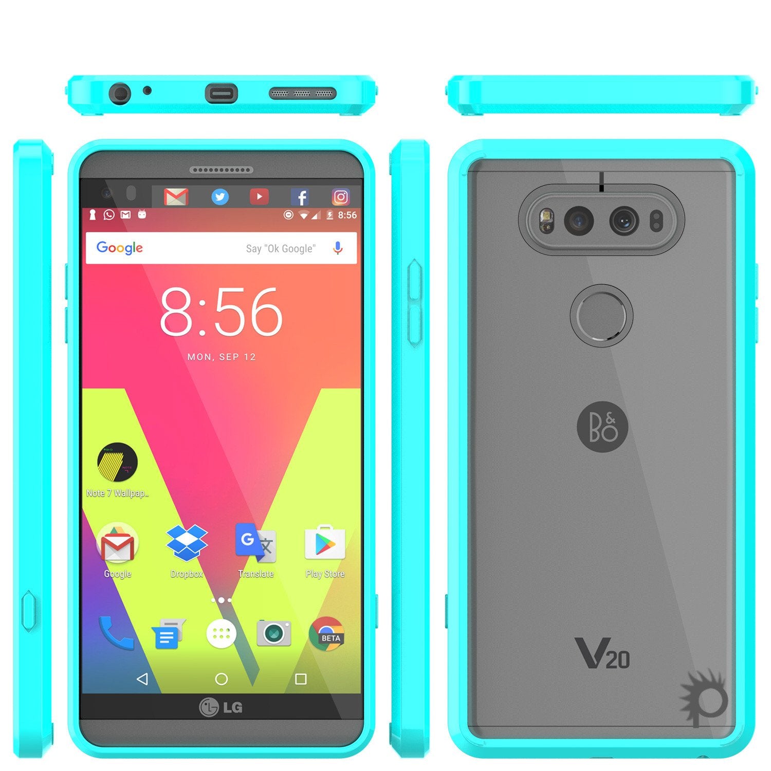 LG v40 Case Punkcase® LUCID 2.0 Teal Series w/ PUNK SHIELD Glass Screen Protector | Ultra Fit