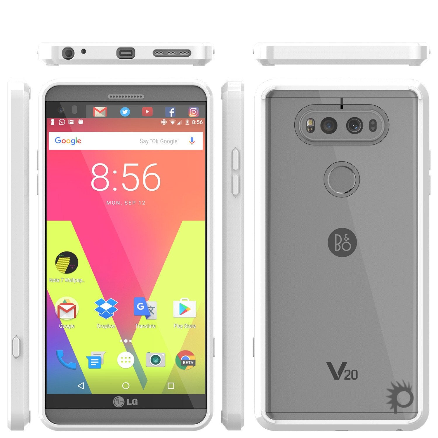LG v40 Case Punkcase® LUCID 2.0 White Series w/ PUNK SHIELD Glass Screen Protector | Ultra Fit
