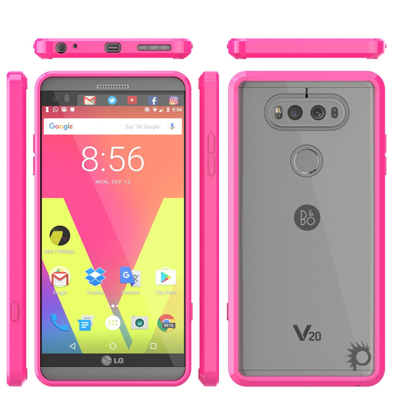 LG v40 Case Punkcase® LUCID 2.0 Pink Series w/ PUNK SHIELD Glass Screen Protector | Ultra Fit