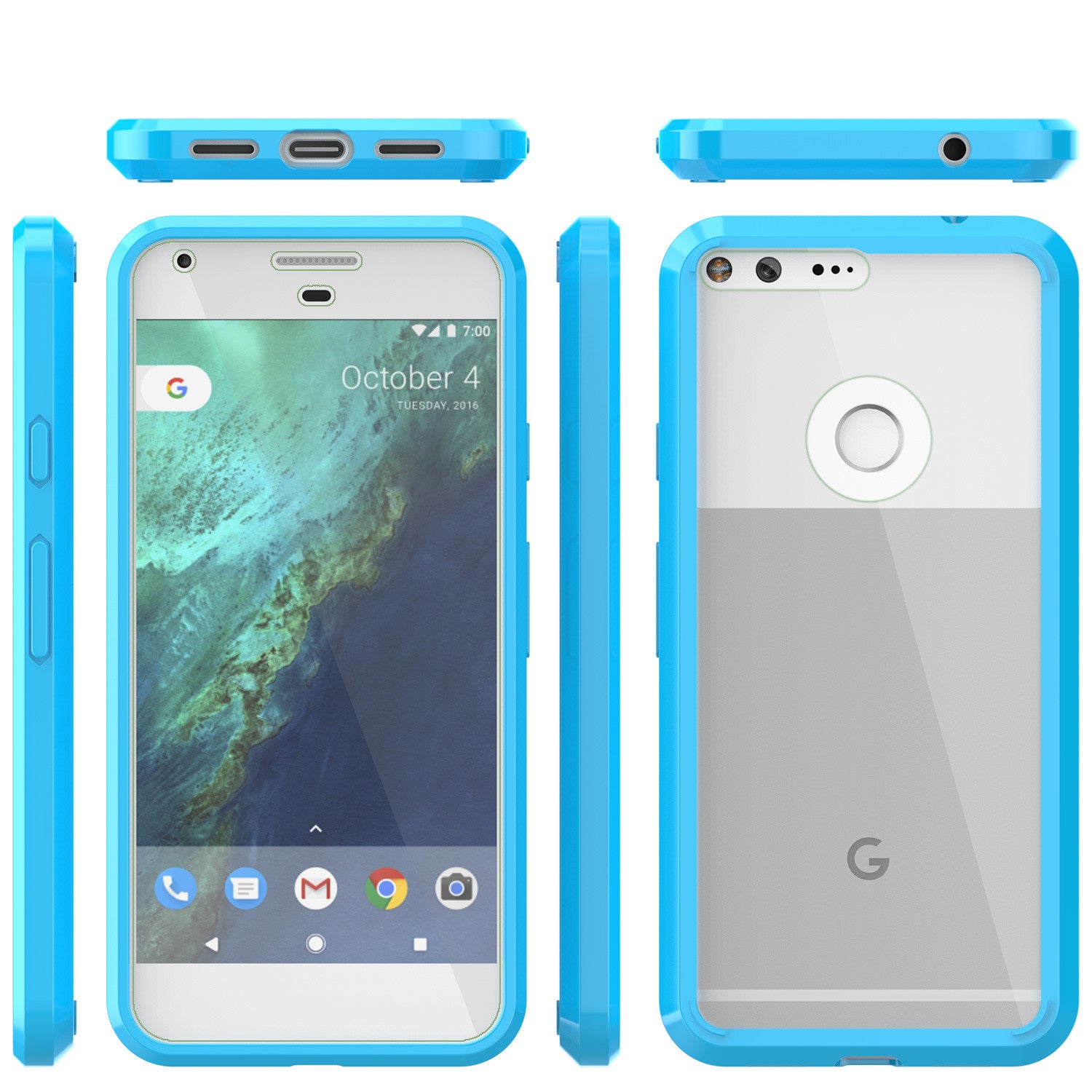 Google Pixel XL Case Punkcase® LUCID 2.0 Light Blue Series w/ PUNK SHIELD Glass Screen Protector | Ultra Fit