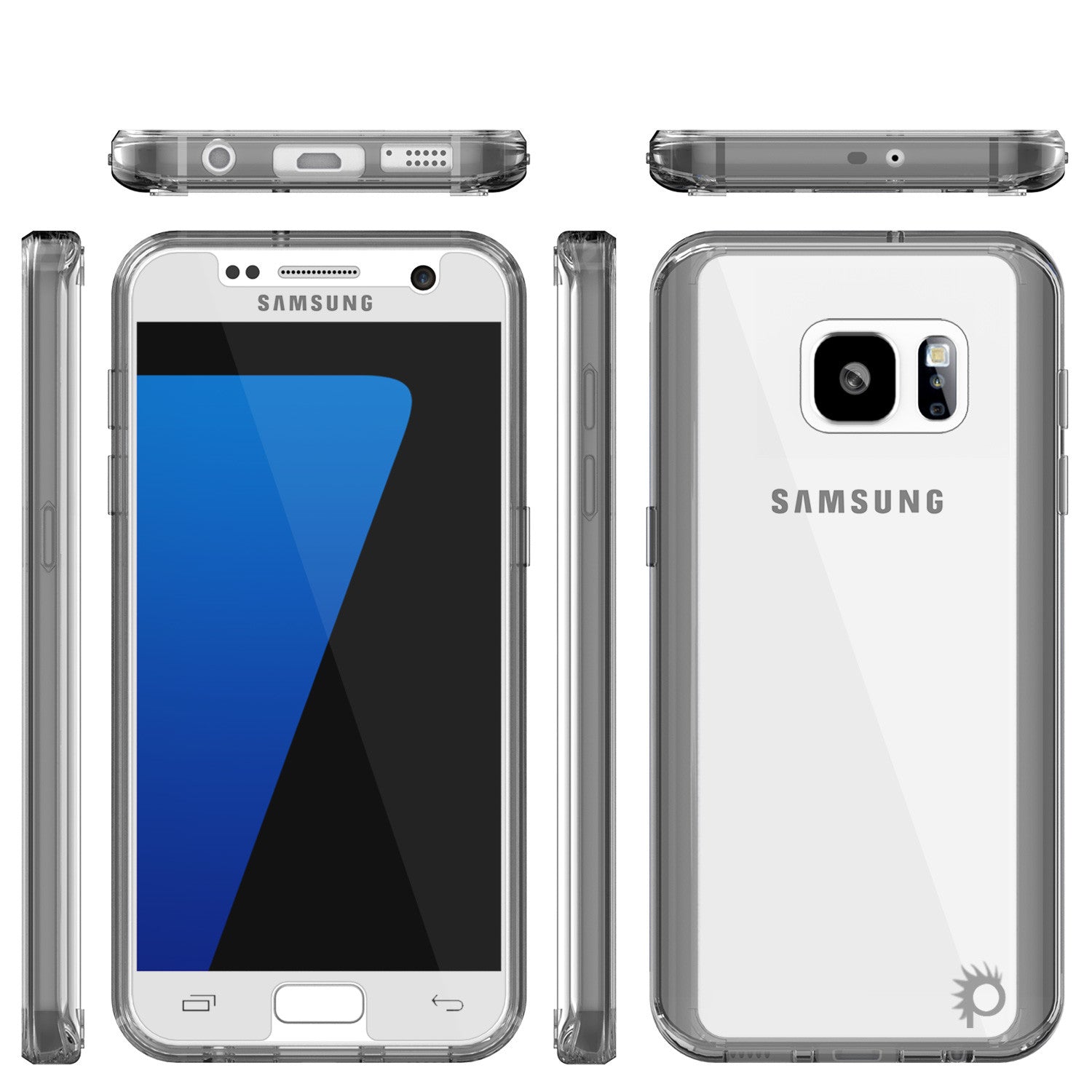 S7 Case Punkcase® LUCID 2.0 Crystal Black Series w/ PUNK SHIELD Glass Screen Protector | Ultra Fit