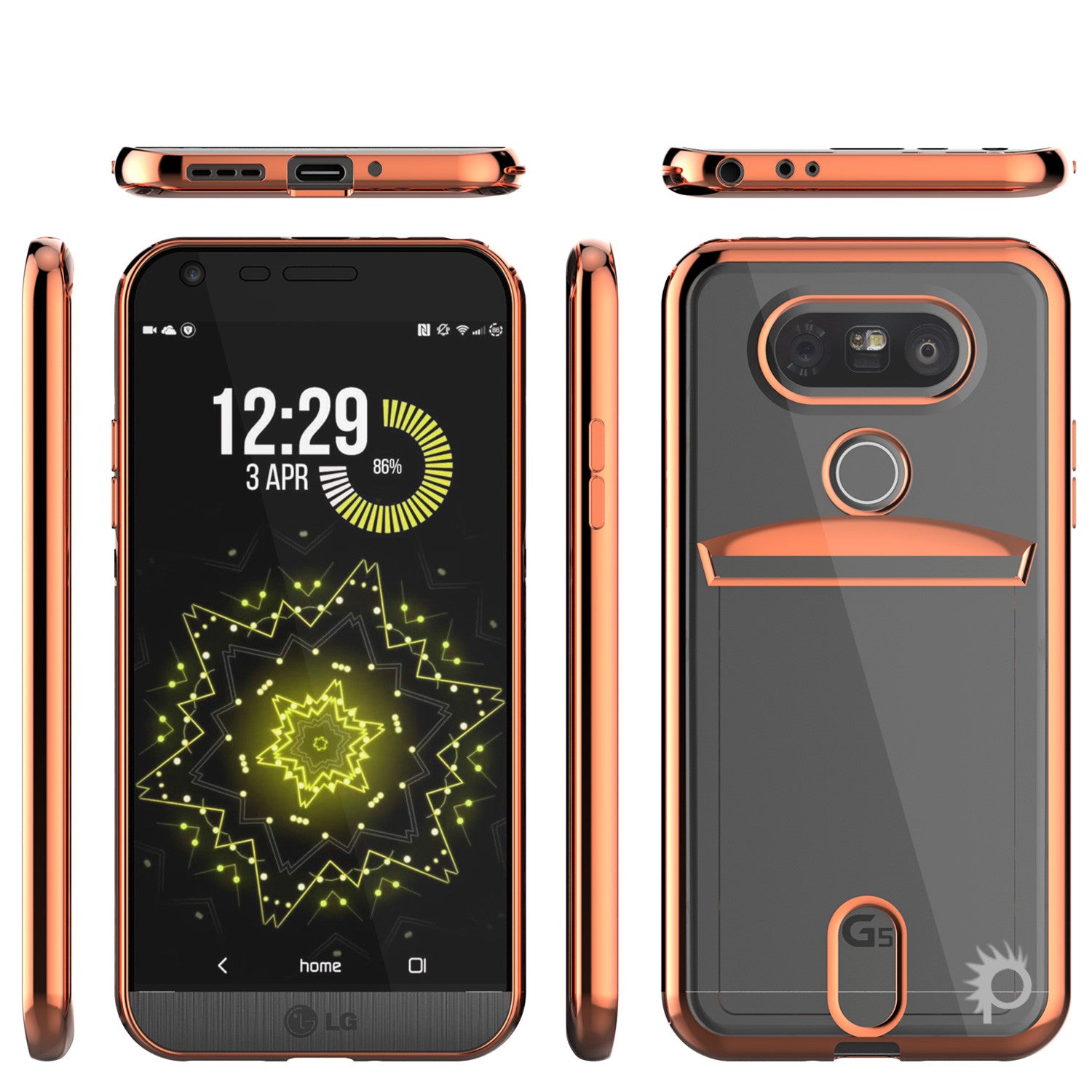 LG G5 Case, PUNKCASE® Rose Gold LUCID  Series | Card Slot | PUNK SHIELD Screen Protector