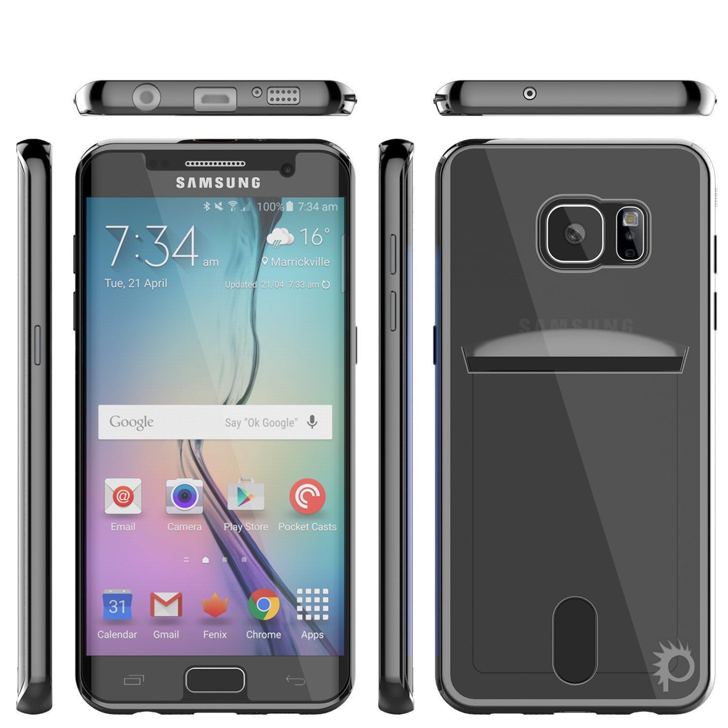 Galaxy S6 EDGE Case, PUNKCASE® LUCID Black Series | Card Slot | SHIELD Screen Protector | Ultra fit