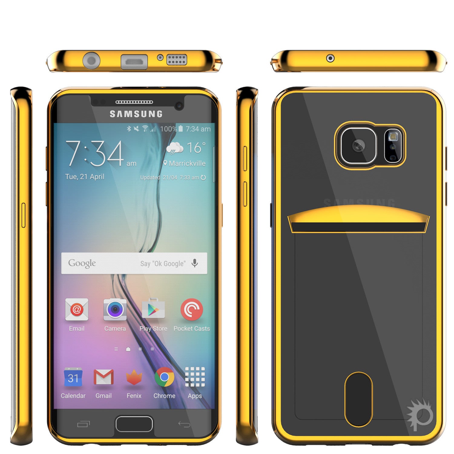 Galaxy S6 EDGE+ Plus Case, PUNKCASE® LUCID Gold Series | Card Slot | SHIELD Screen Protector