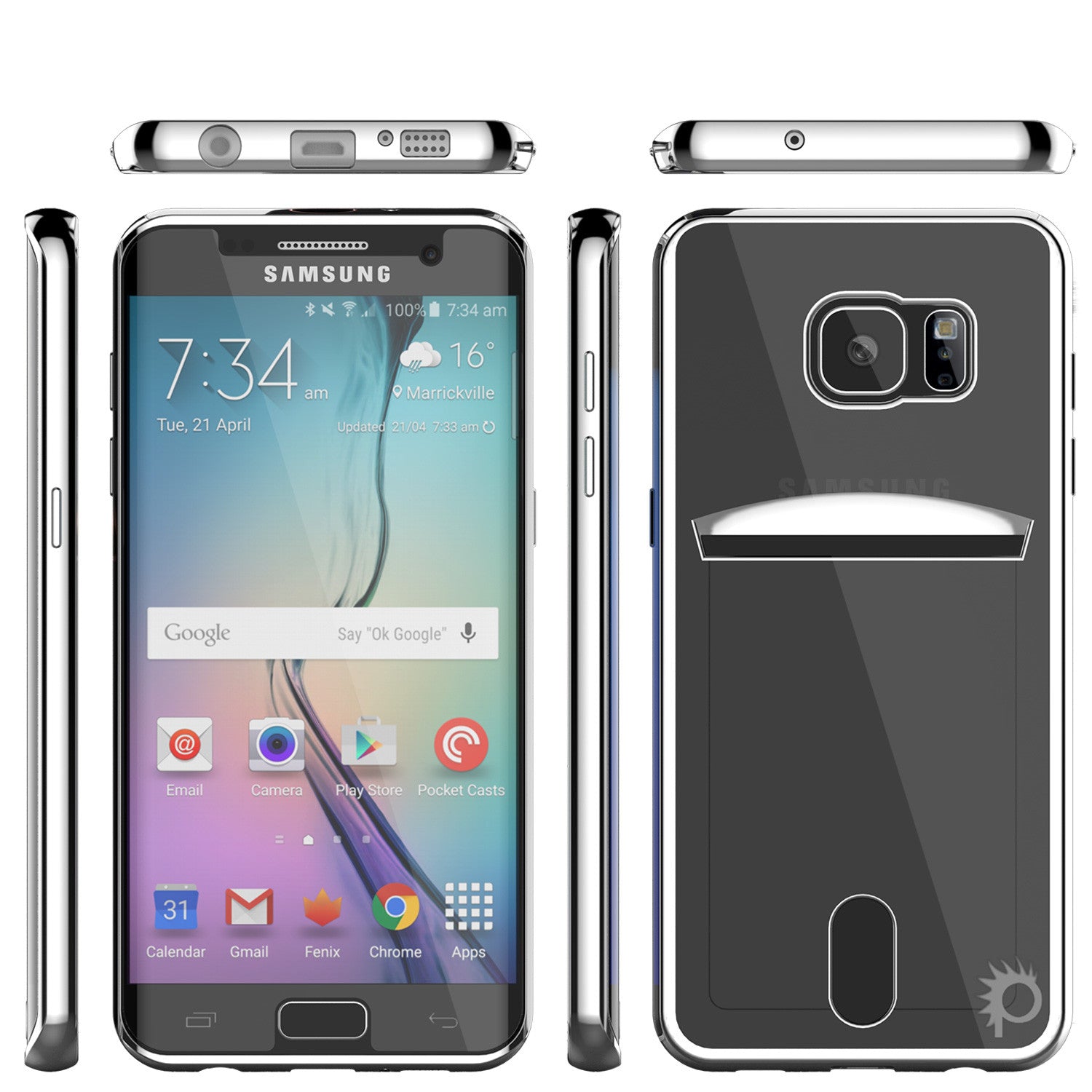 Galaxy S6 EDGE+ Plus Case, PUNKCASE® LUCID Silver Series | Card Slot | SHIELD Screen Protector