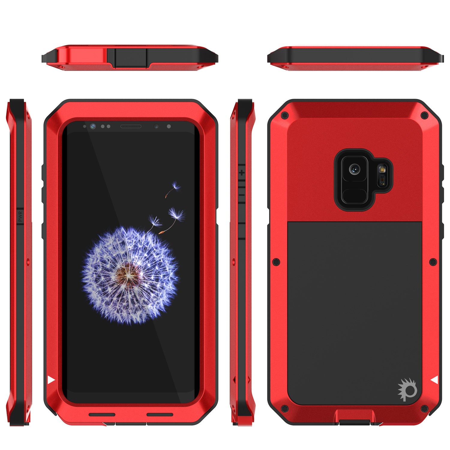 Galaxy S9 Metal Case, Heavy Duty Military Grade Rugged Armor Cover [Red]